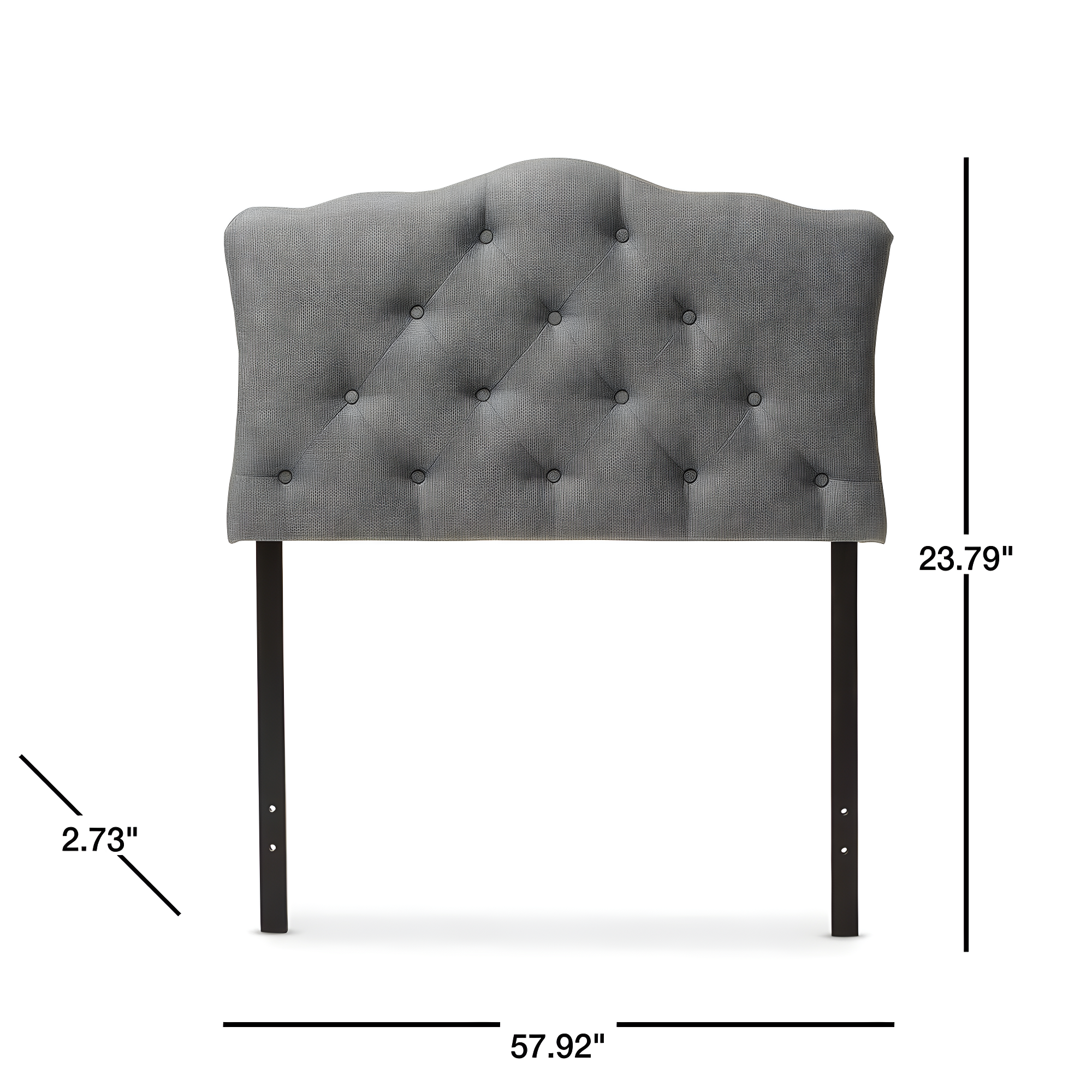 Full Rita Modern Fabric Upholstered Scalloped Headboard - Baxton Studio: Contemporary Design, Adjustable