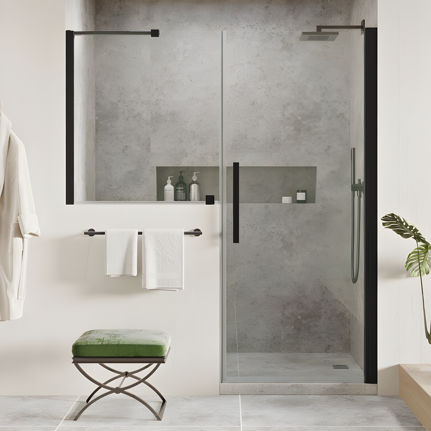 Endless Pasadena 59" W x 72" H Buttress Alcove Shower Kit, Door, Panel