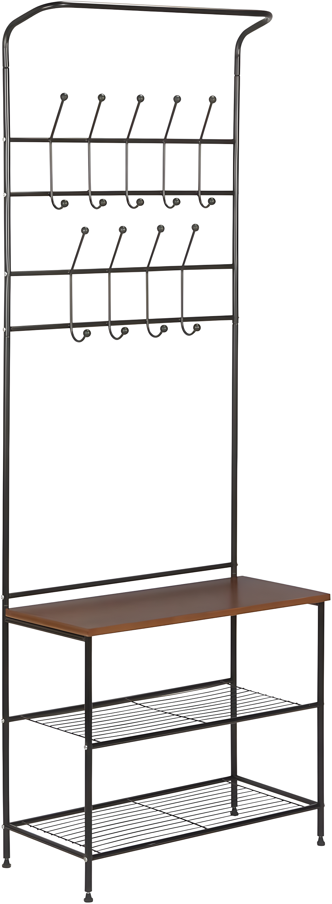 Honey-Can-Do Entryway Storage Valet, 25.75" L x 12.25" W x 70.25" H, Black
