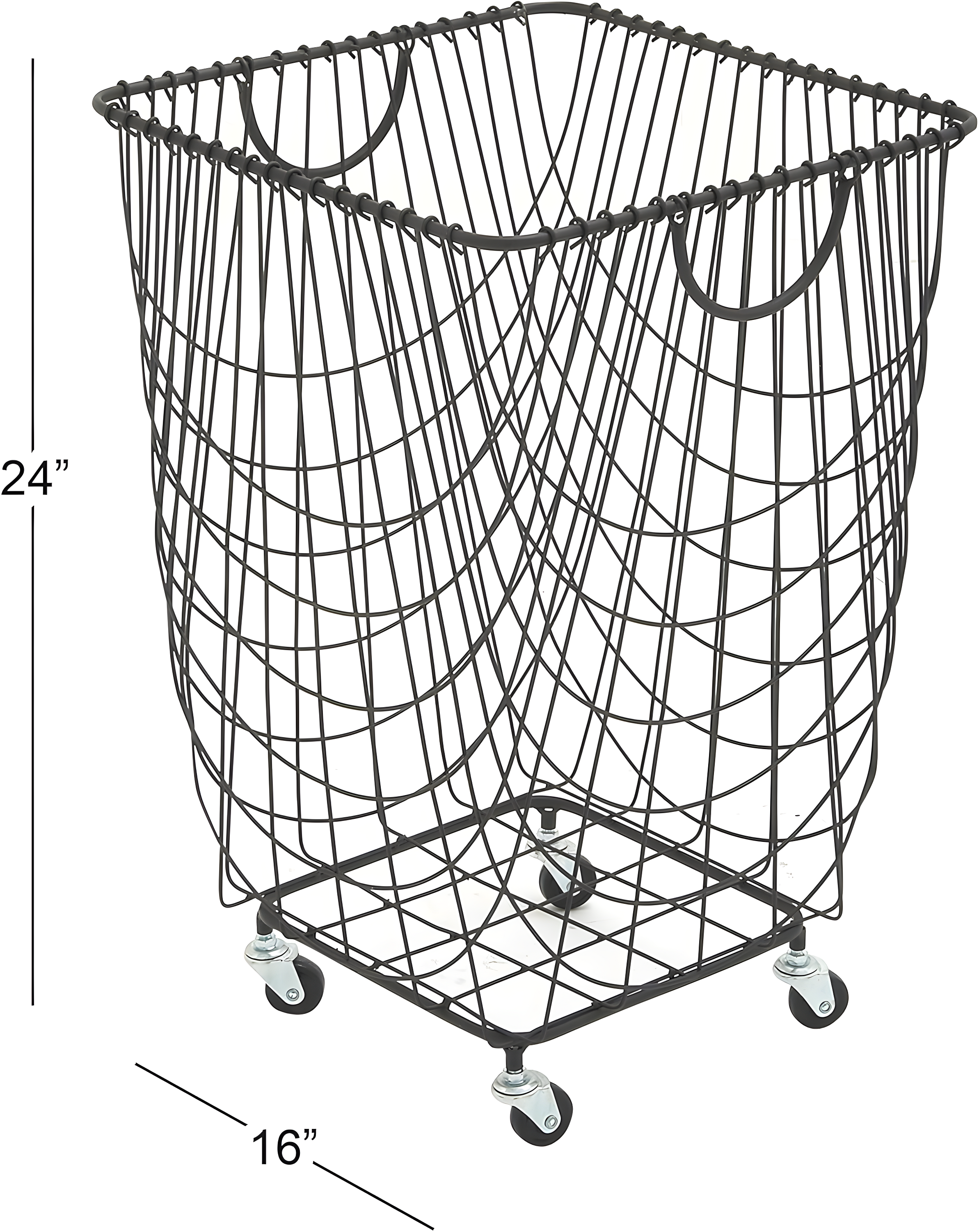 Metal Deep Set Metal Mesh Laundry Basket Storage Cart with Wheels and Handles