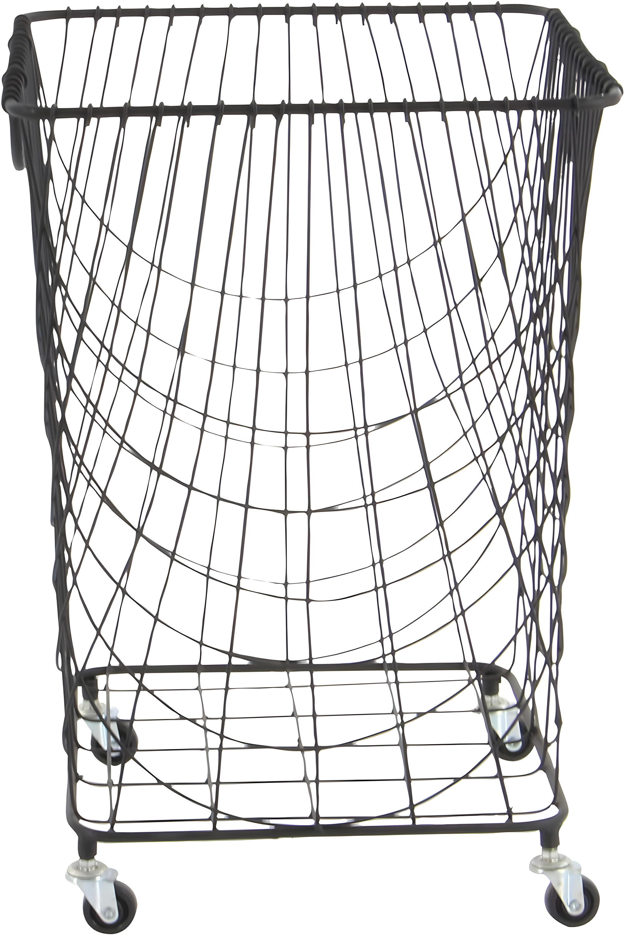 Metal Deep Set Metal Mesh Laundry Basket Storage Cart with Wheels and Handles