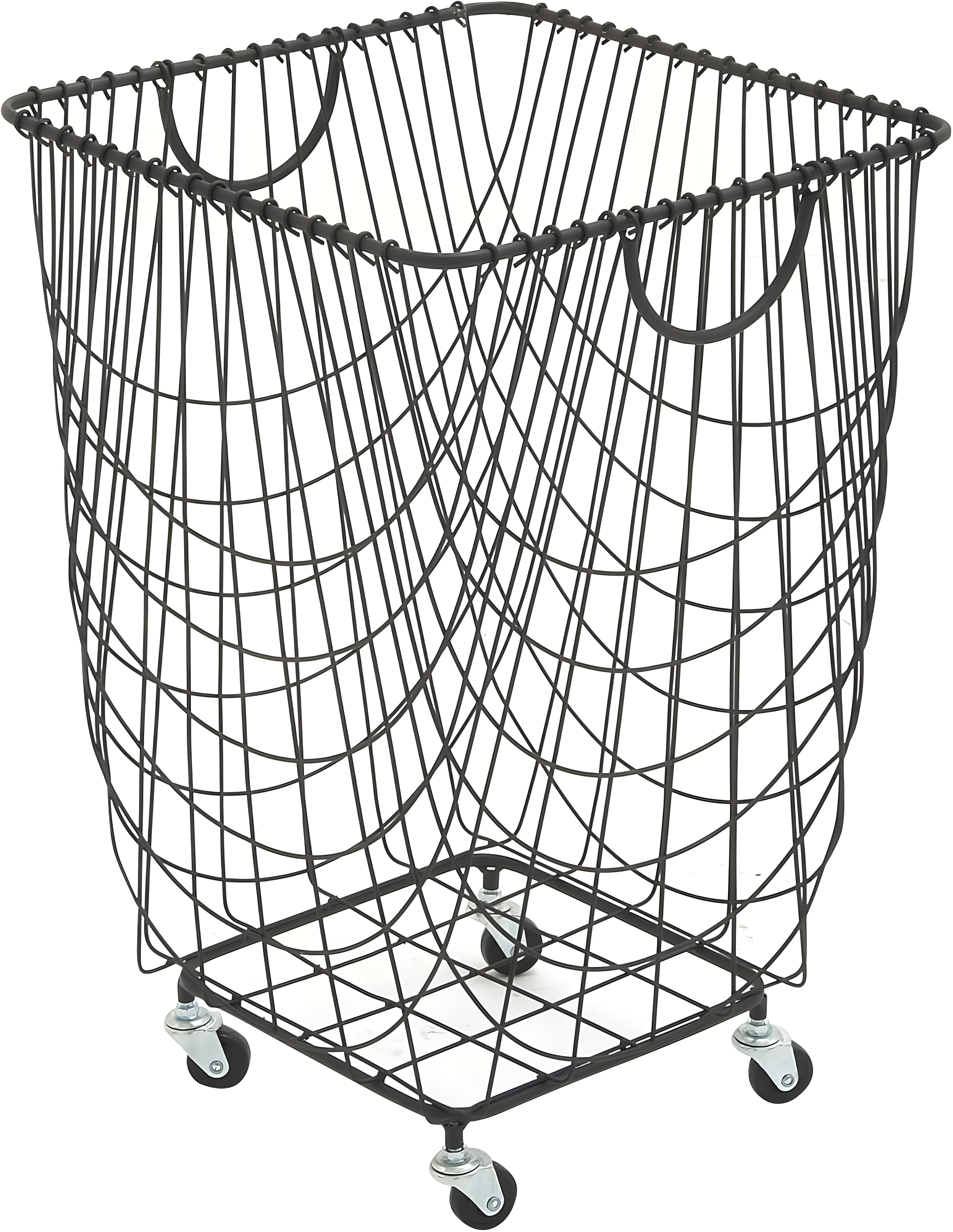 Metal Deep Set Metal Mesh Laundry Basket Storage Cart with Wheels and Handles