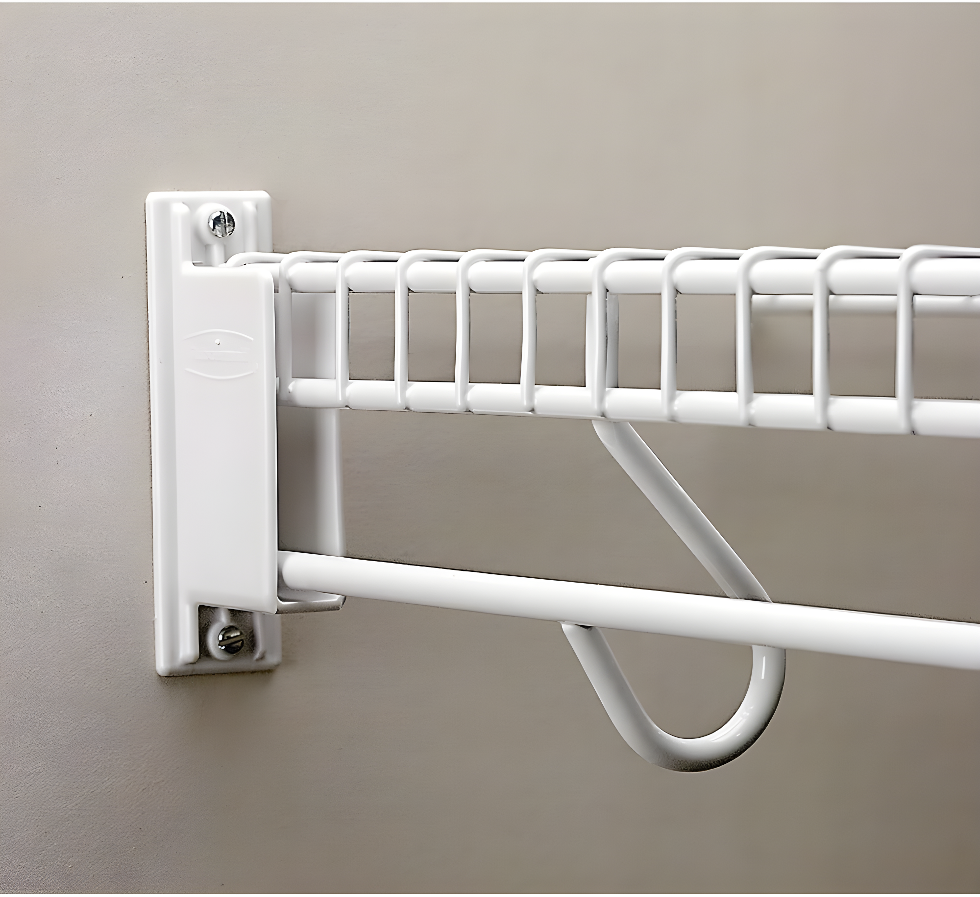 Rubbermaid 3D68-LW-WHT Free Slide Fast Set Wall End Bracket, White