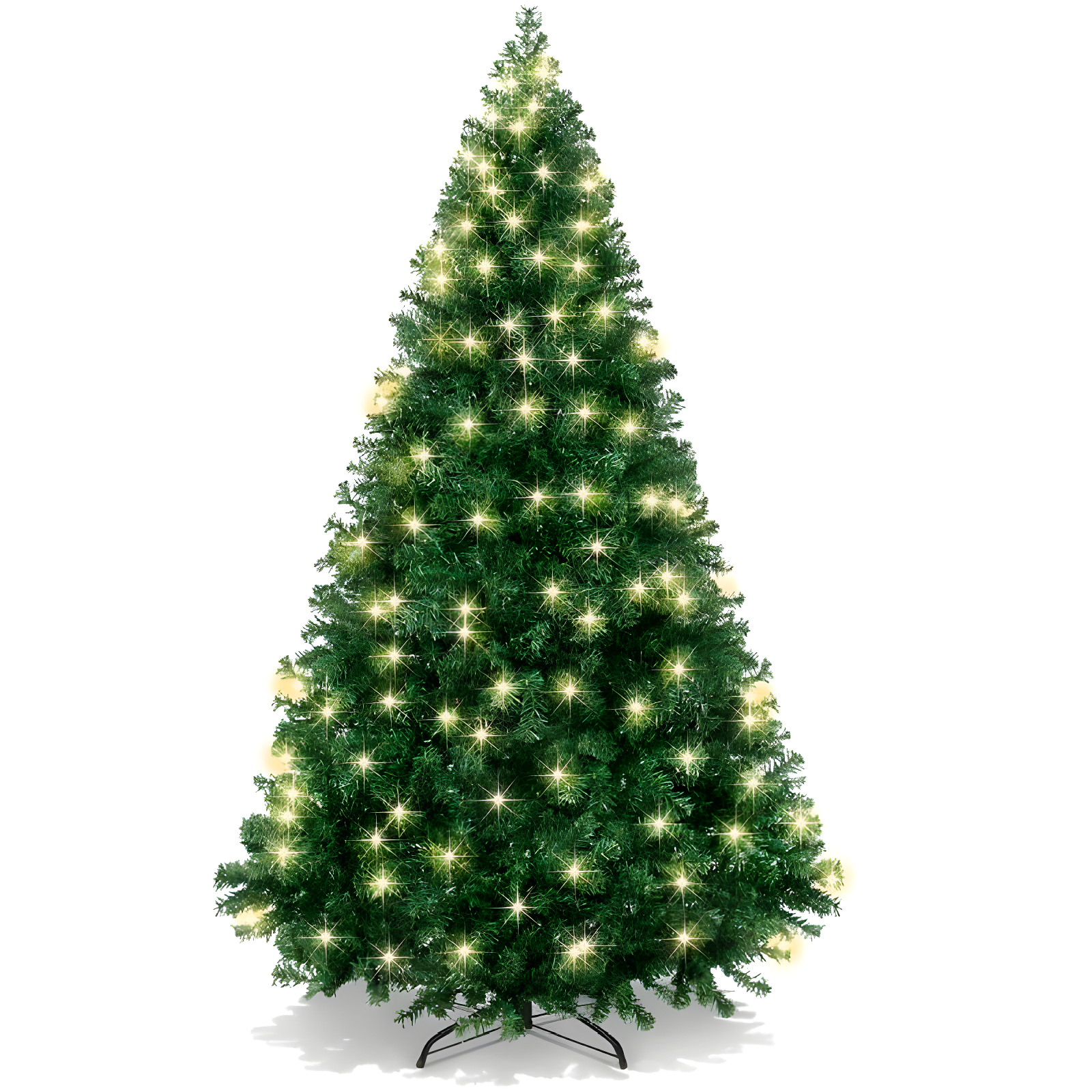 Best Choice Products 6ft Pre-Lit Premium Hinged Artificial Christmas Pine Tree w/ 1,000 Tips, 250 Lights, Metal Base