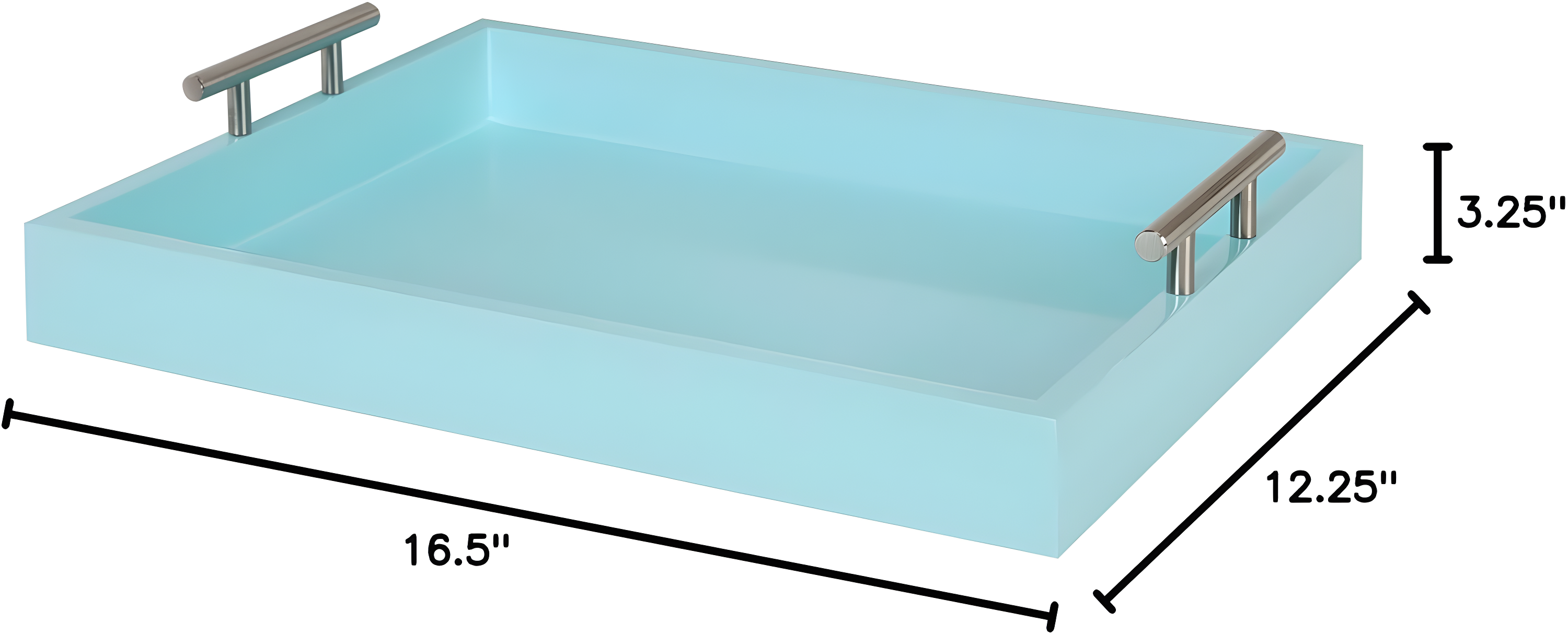 Kate and Laurel Lipton Tray, 16.5x12.25, Light Teal and Silver
