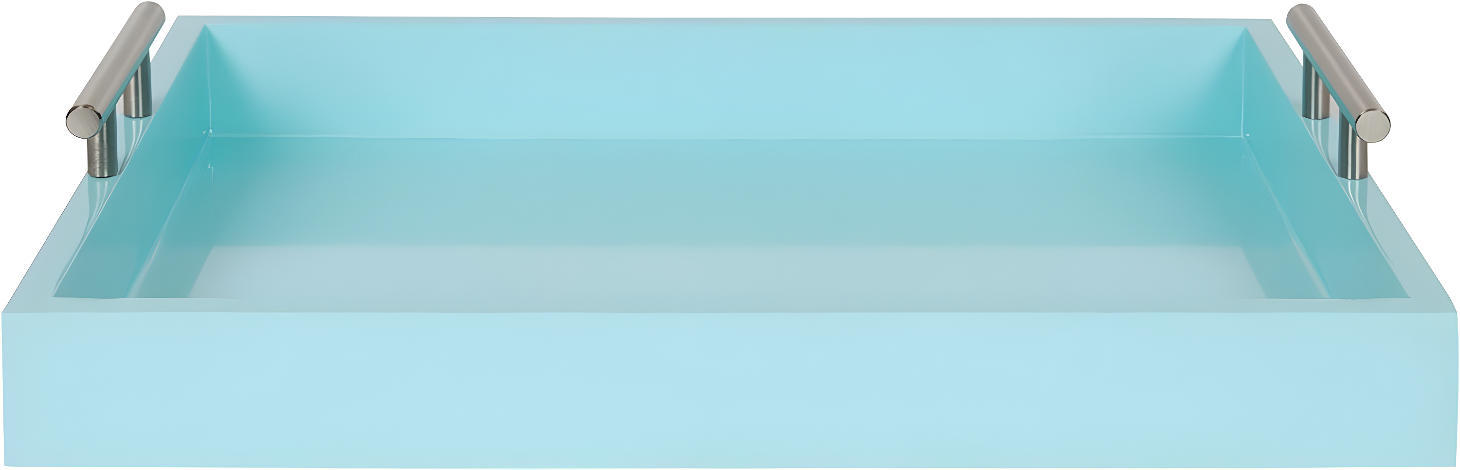 Kate and Laurel Lipton Tray, 16.5x12.25, Light Teal and Silver