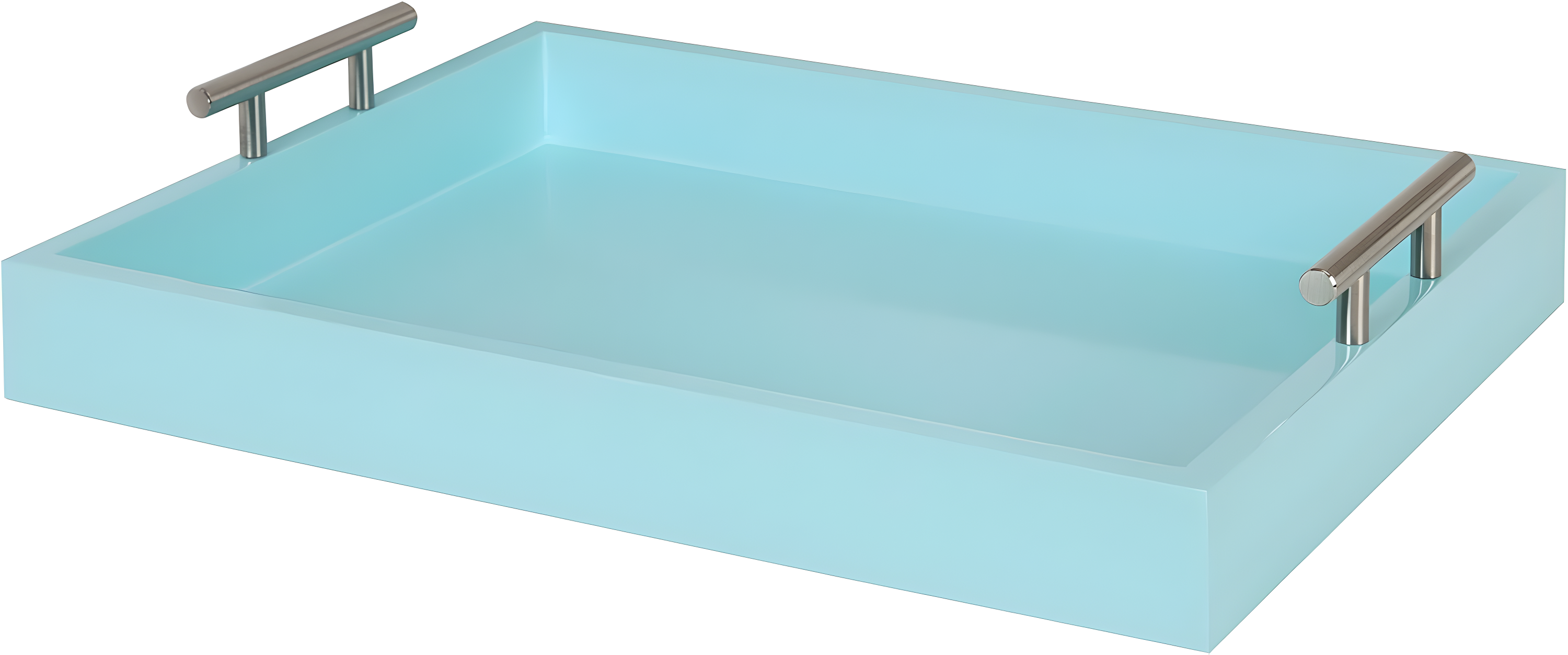 Kate and Laurel Lipton Tray, 16.5x12.25, Light Teal and Silver