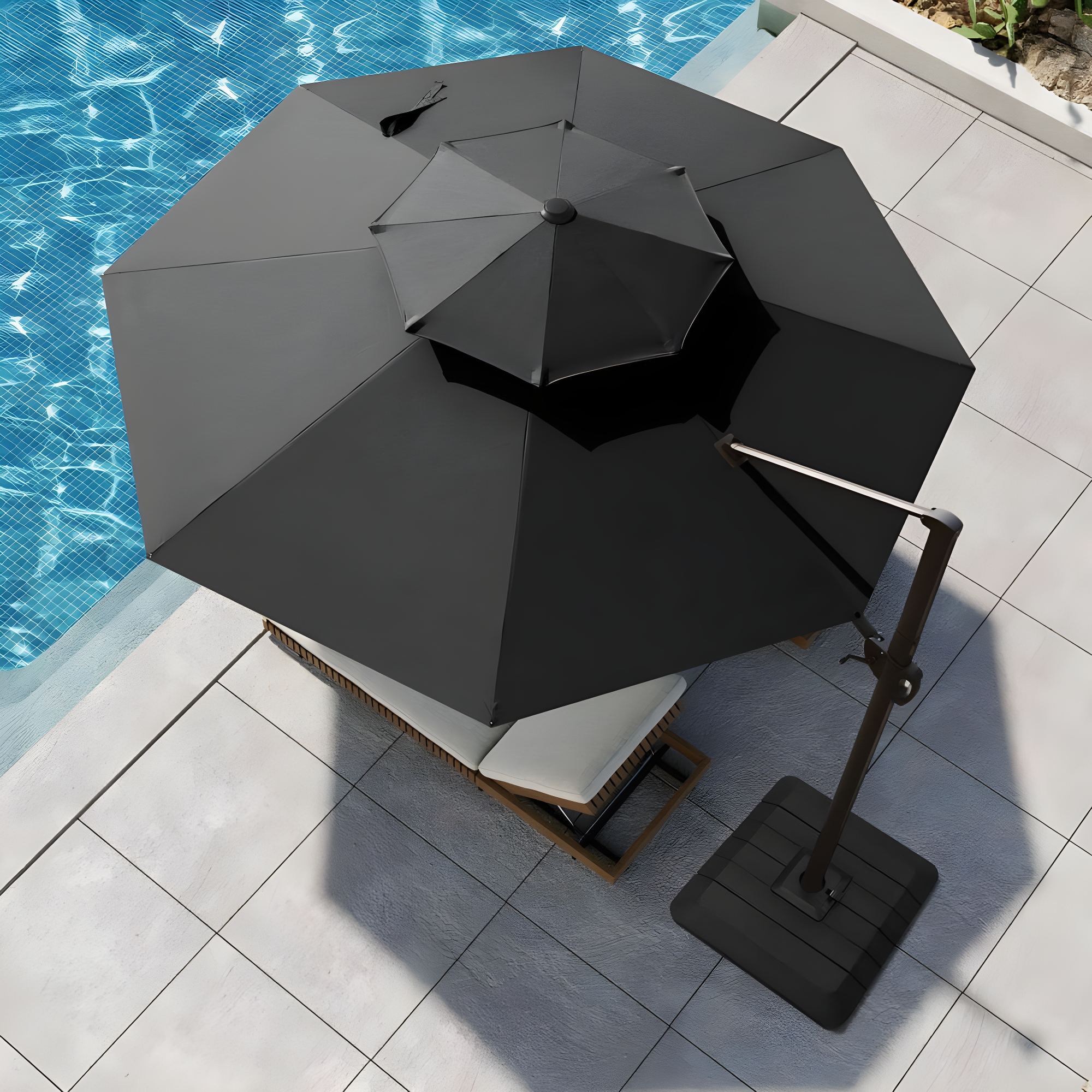 Pellebant  11' Outdoor Patio Cantilever Offset Umbrella Round, Base Not Included Black