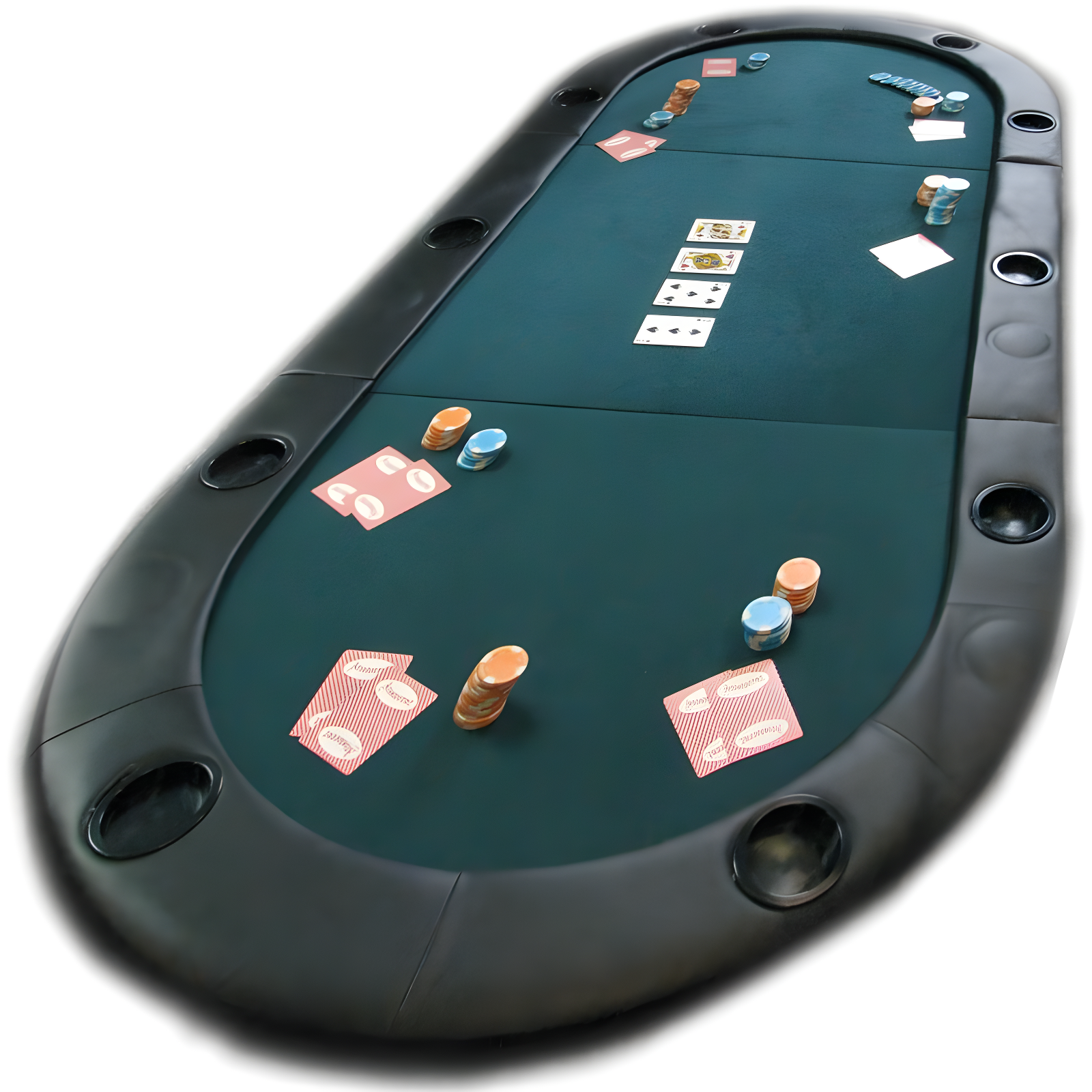 Trademark Global Texas Hold'em Folding Poker Table Top Water-Resistant Folding Mat with Cupholders and Padded Edges Seats 10 People