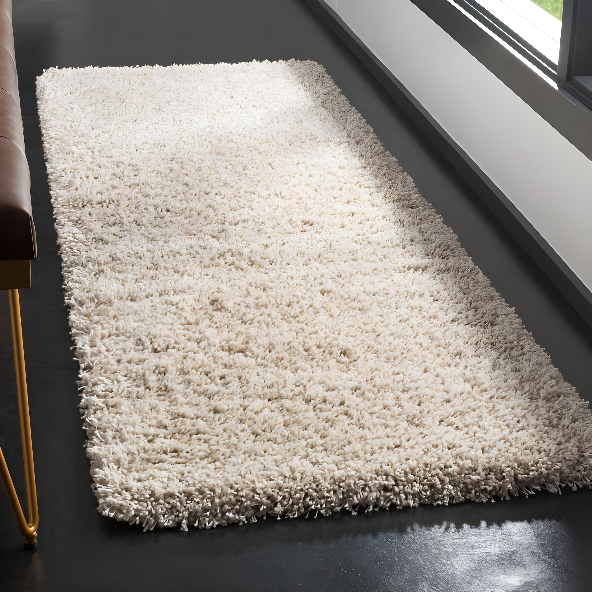 Shag SG151 Power Loomed Indoor Runner Rug - Beige - 2'3"x17' - Safavieh.