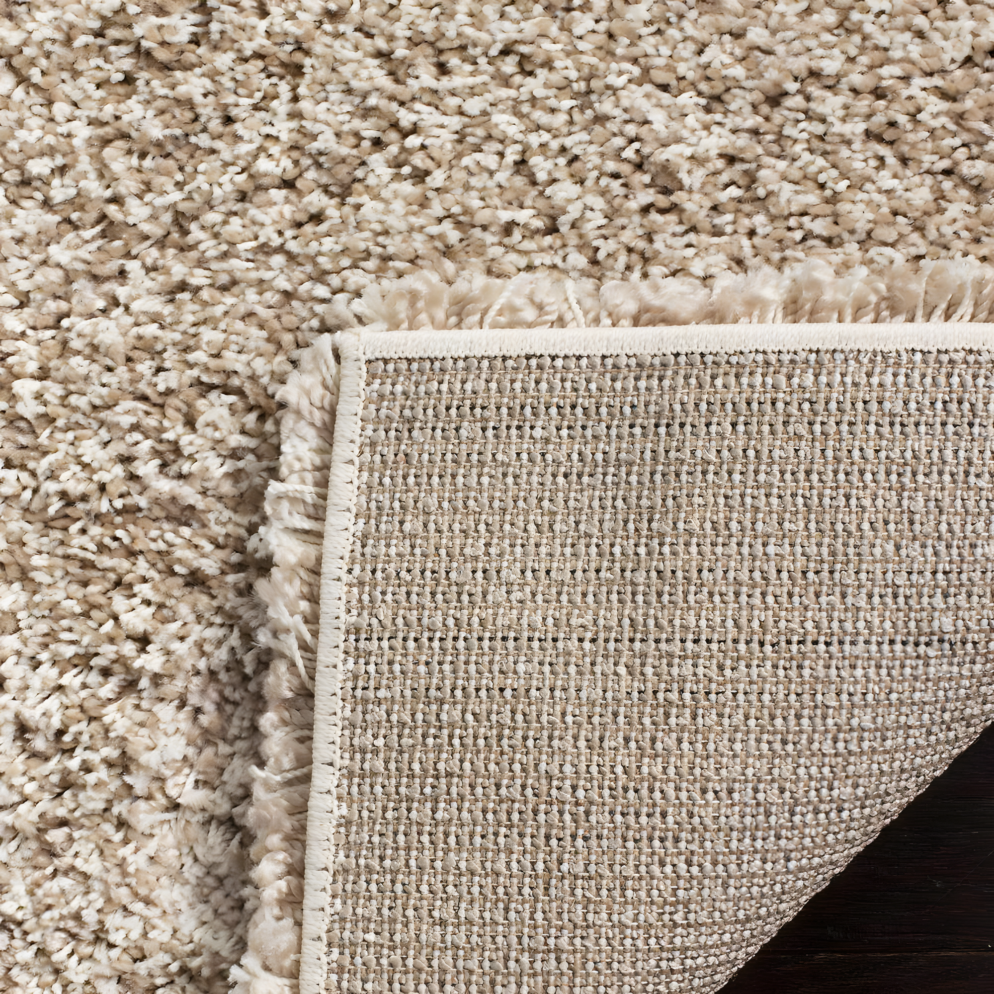 Shag SG151 Power Loomed Indoor Runner Rug - Beige - 2'3"x17' - Safavieh.
