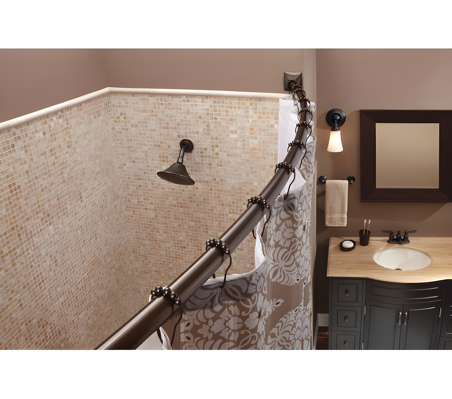 Moen 60-Inch to 72-Inch Permanent Mount Adjustable Curved Shower Rod