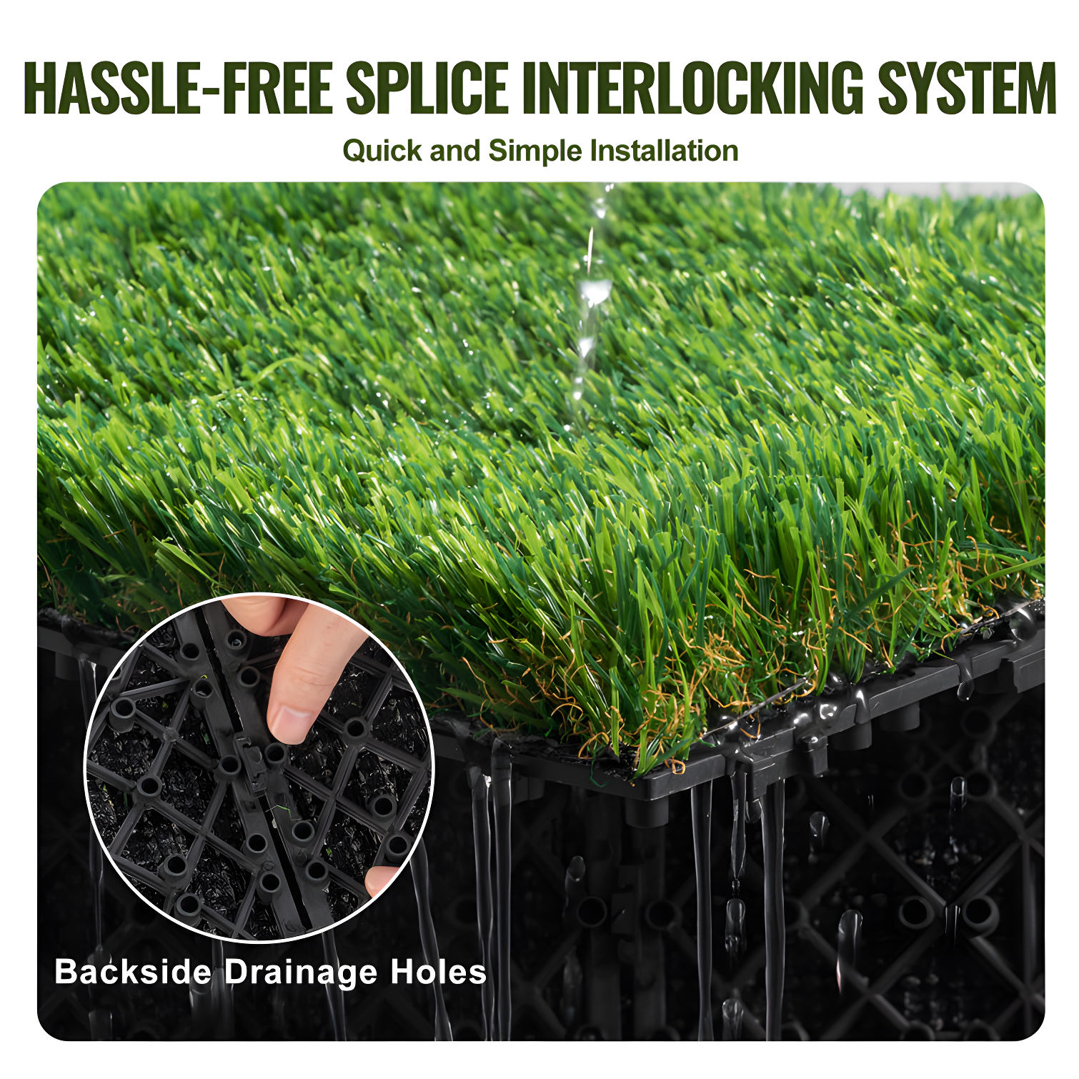 VEVOR 12" x 12" Artificial Grass Turf Panels (Set of 9)