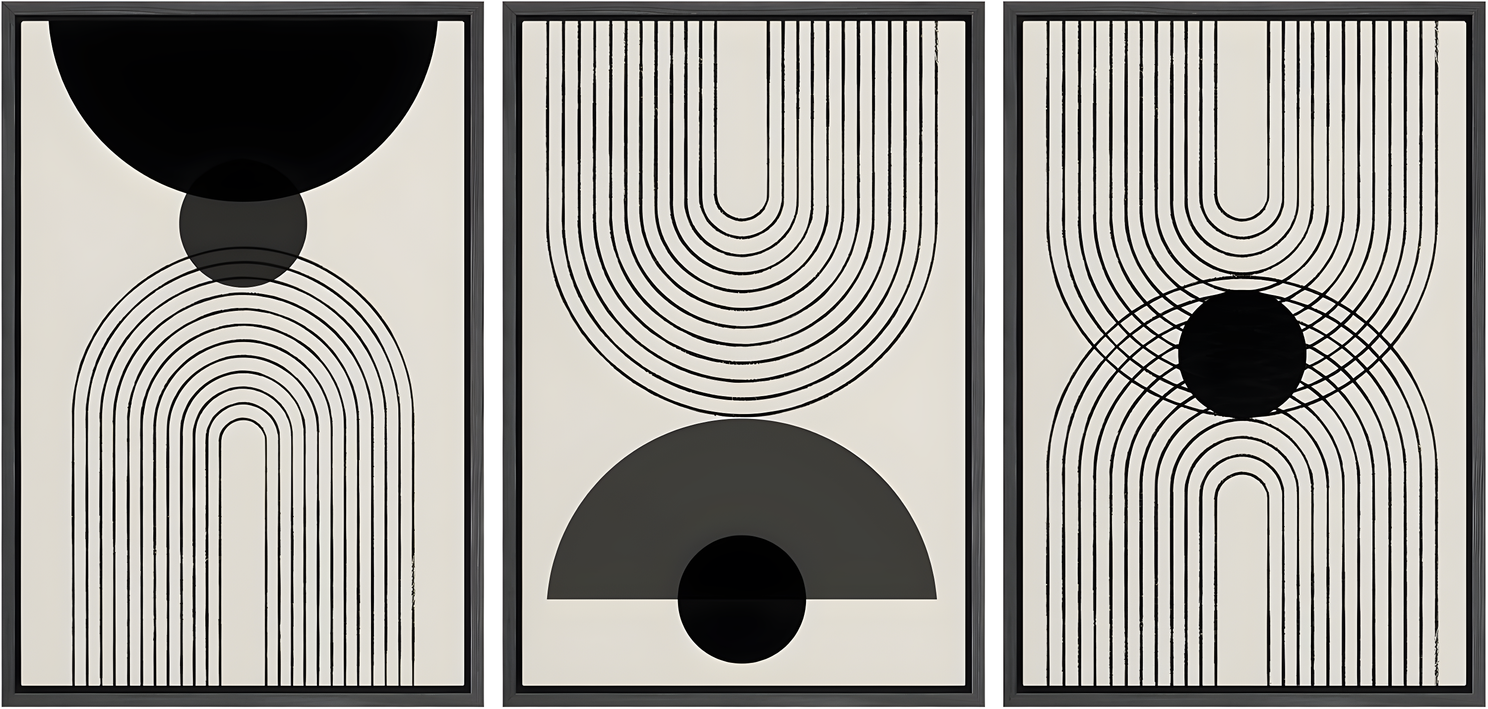 SIGNLEADER Mid-Century Modern Black And White Minimalist Abstract Home Decor Framed Wall Art Work Canvas Print