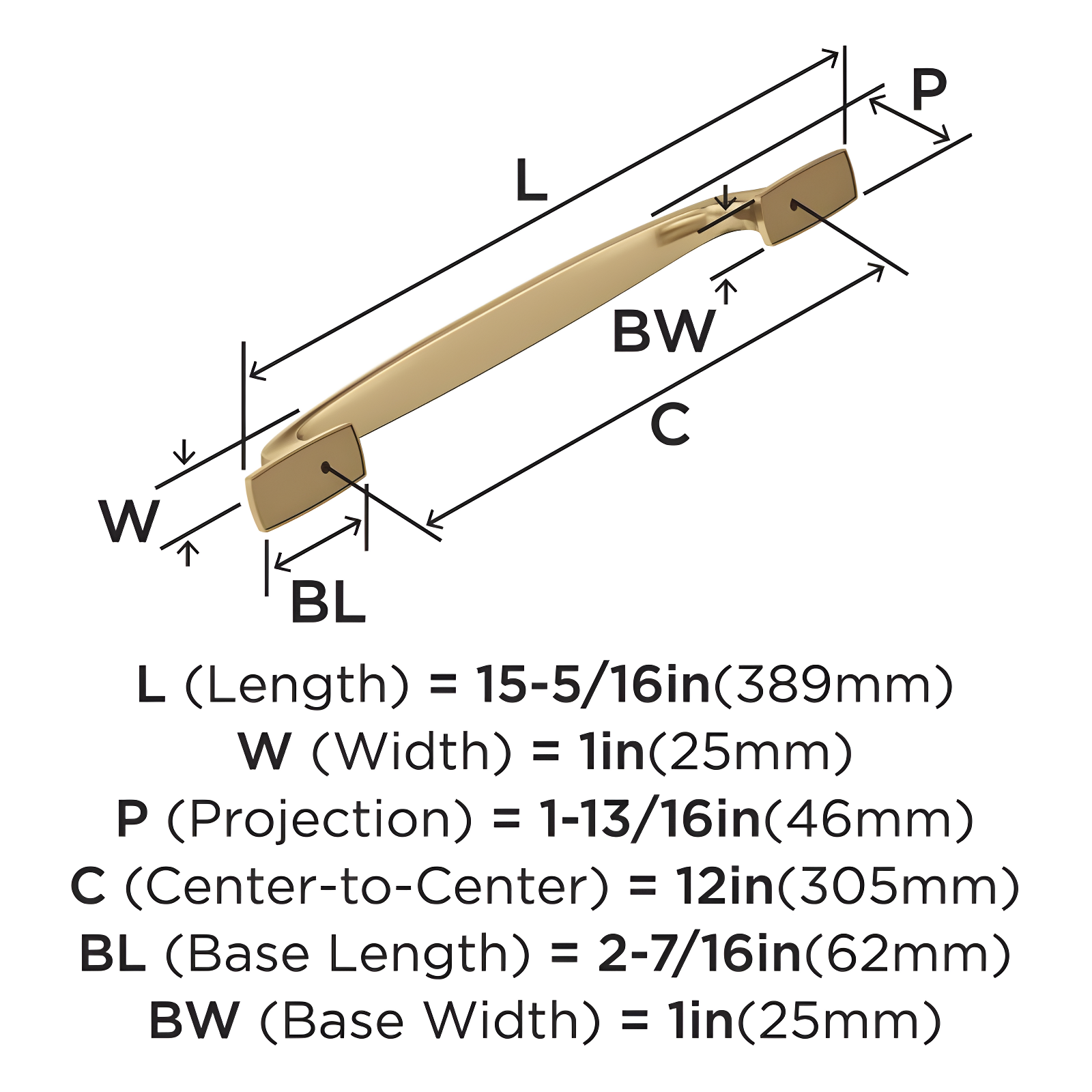 Amerock Highland Ridge 12 inch (305mm) Center-to-Center Champagne Bronze Appliance Pull