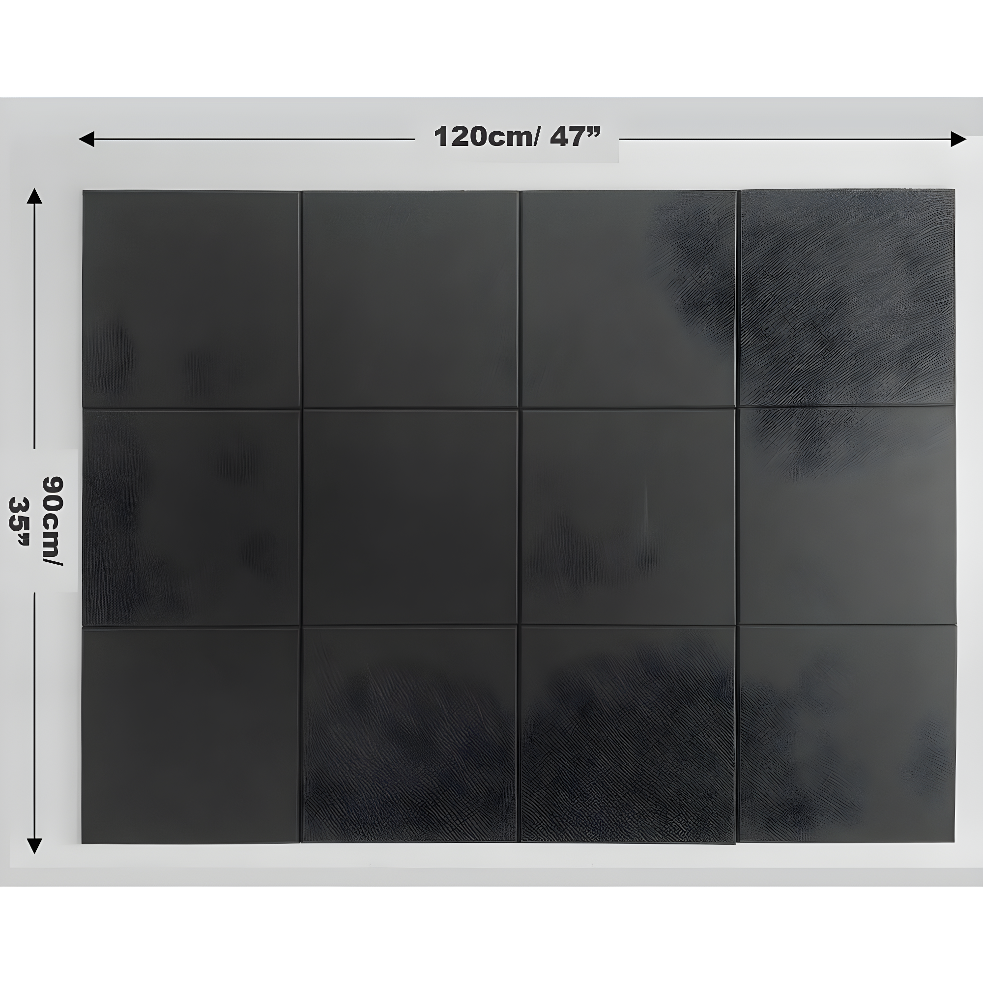 Large Cork Board Alternative 48" x 36", Black Bulletin Board, 12 Pack Felt Wall Tiles With 50 Pushpins, Pin Board Tack Board for Office (Dark Blue)