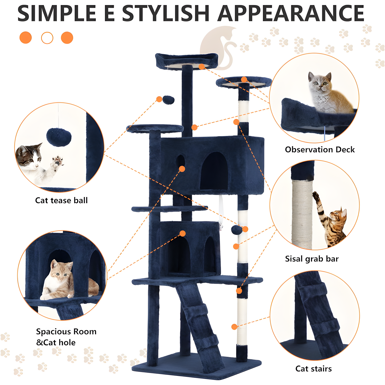 Multi-Level Cat Tree Tower Furniture Activity Center With Scratching Posts, Toys And Condo For Indoor Kittens