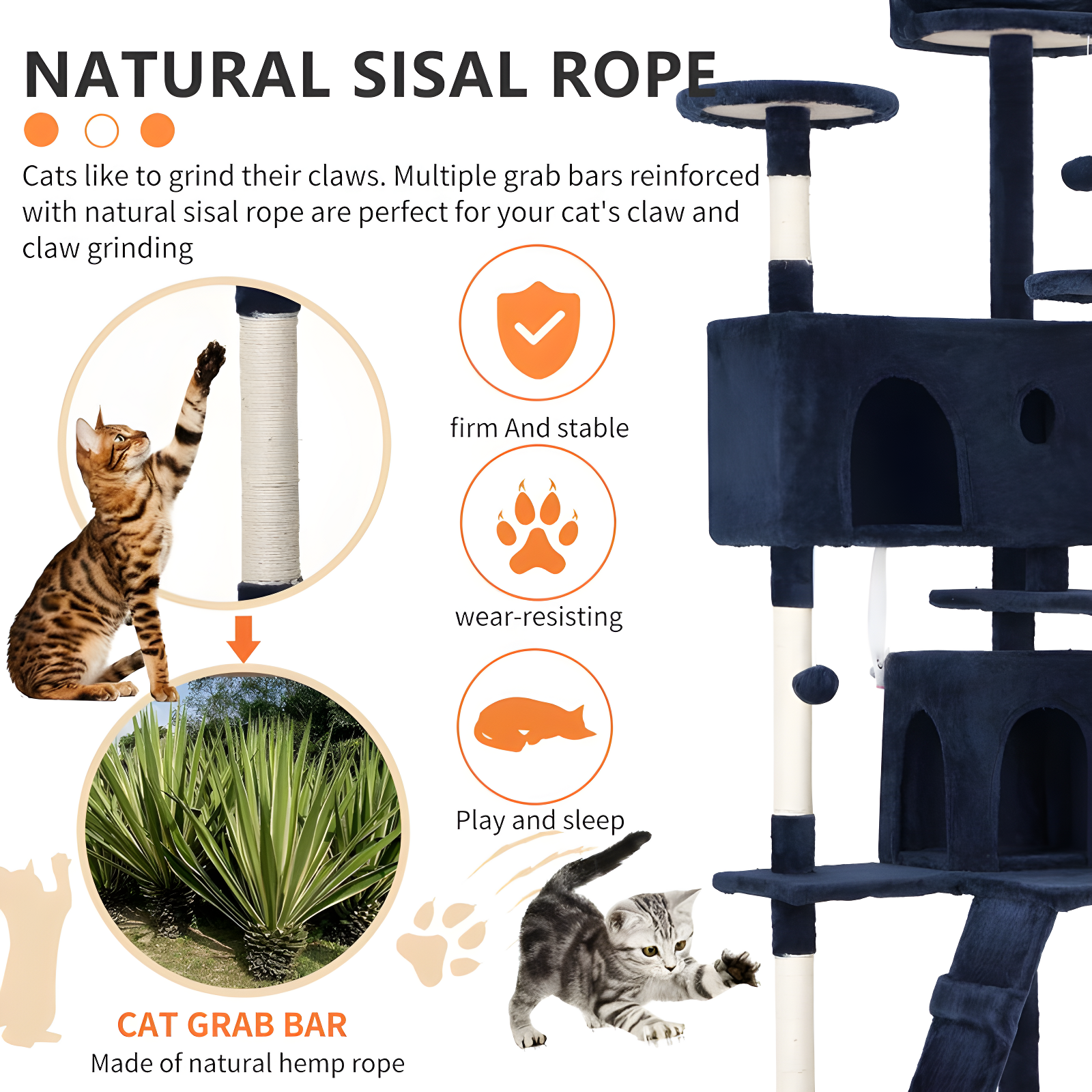Multi-Level Cat Tree Tower Furniture Activity Center With Scratching Posts, Toys And Condo For Indoor Kittens