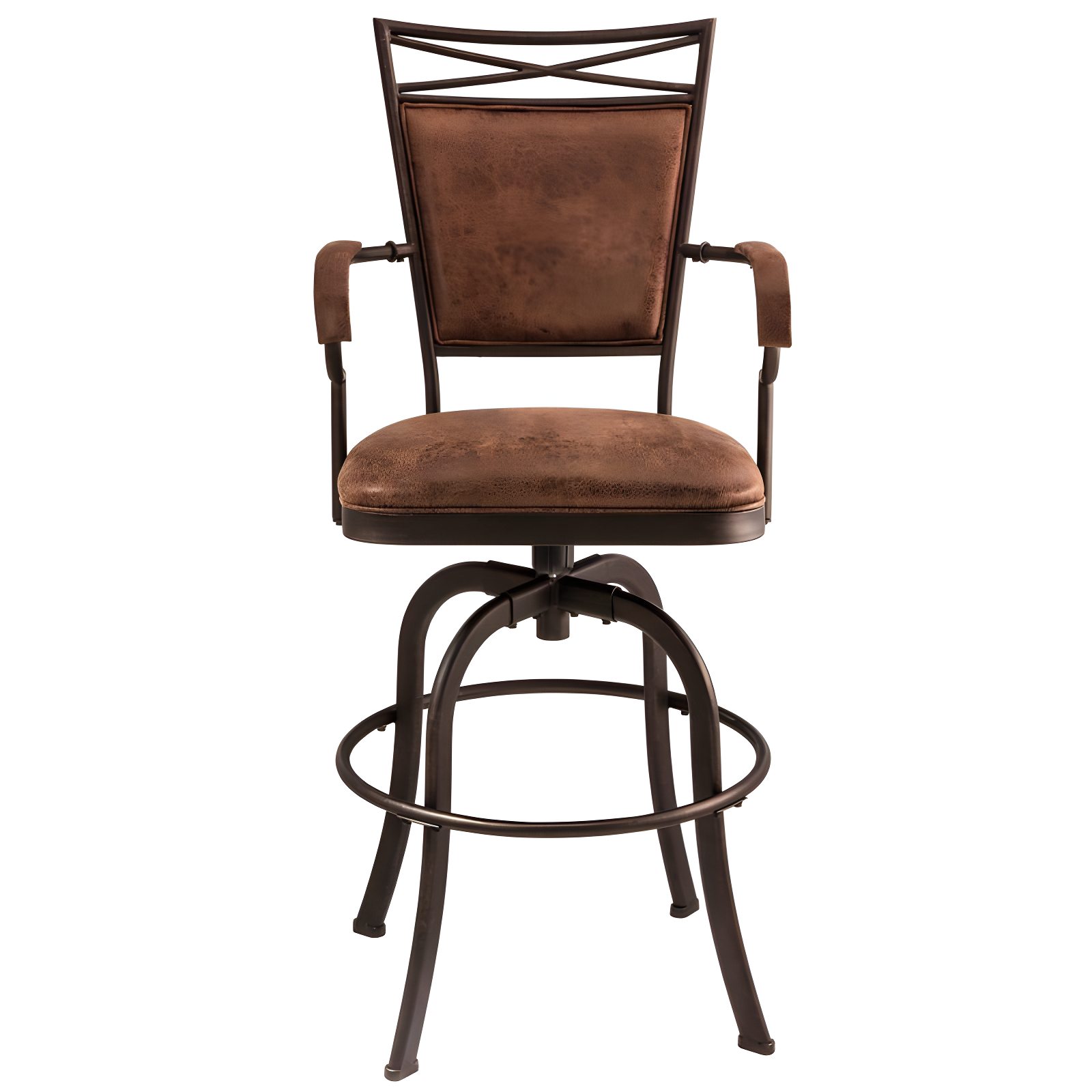 Bridgetown Tilt Base Barstool - Aged Bronze - Hillsdale Furniture: 360 Swivel, Metal Frame, Faux Leather Upholstery