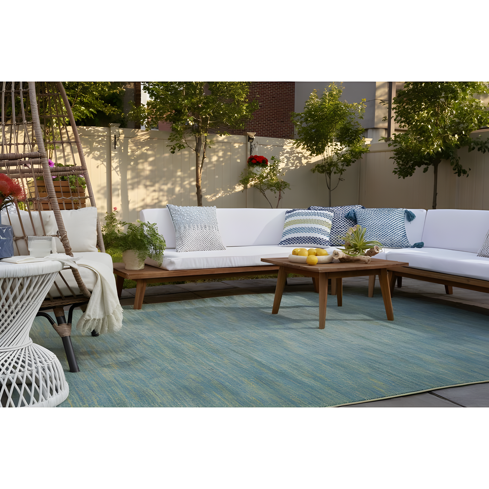 Nourison Nourison Essentials NRE01 Indoor/outdoor Area Rug - Blue Green 6' x 9'