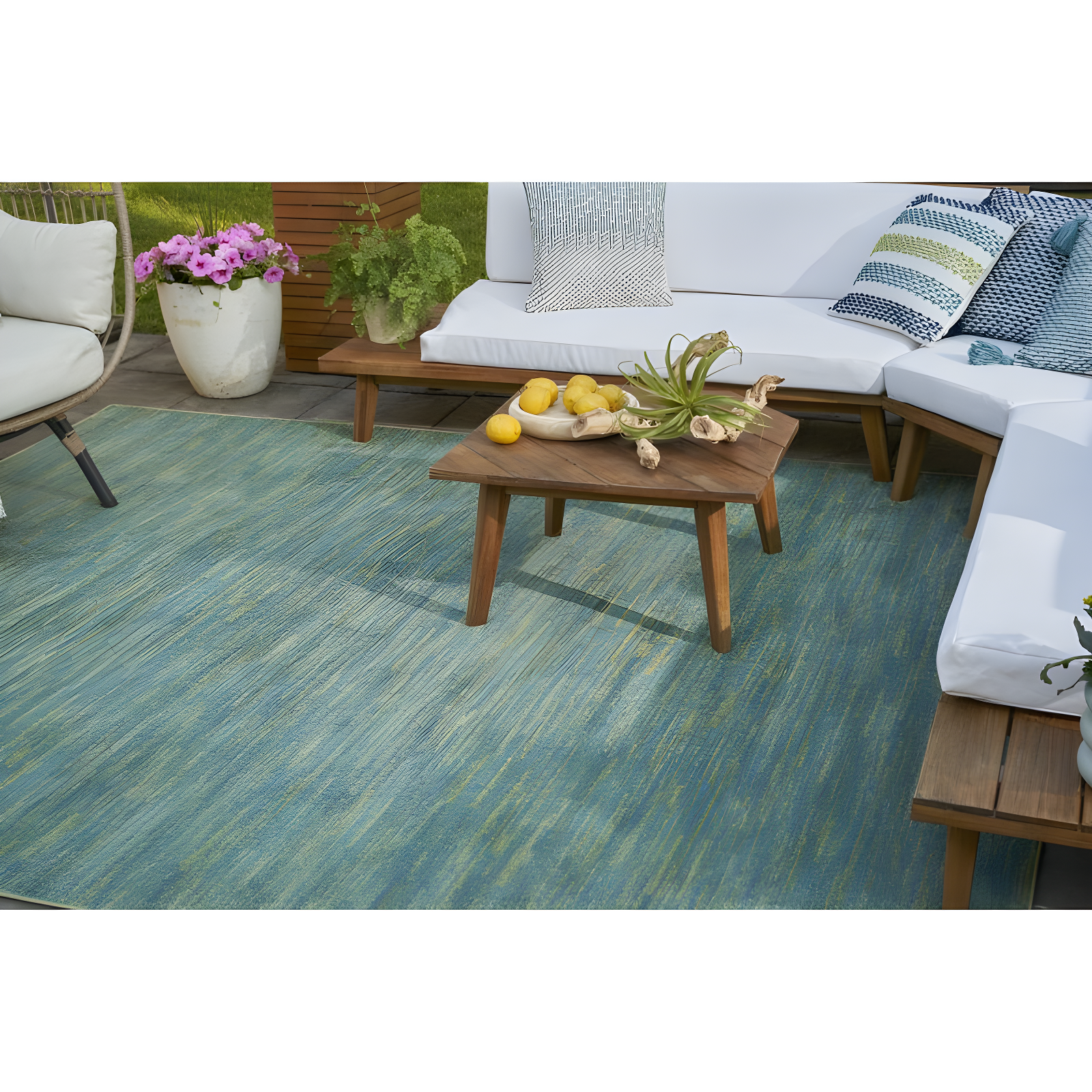 Nourison Nourison Essentials NRE01 Indoor/outdoor Area Rug - Blue Green 6' x 9'