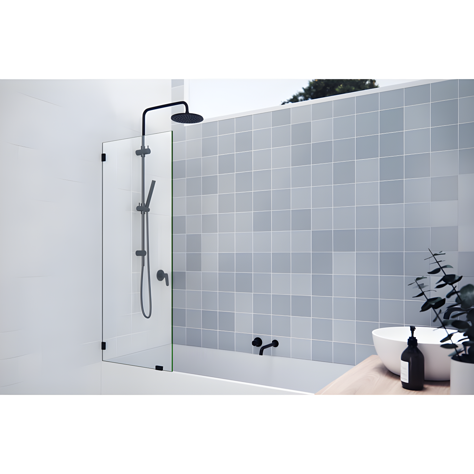 Vela 24 in. x 58.25 in. Frameless Single Fixed Bath Panel
