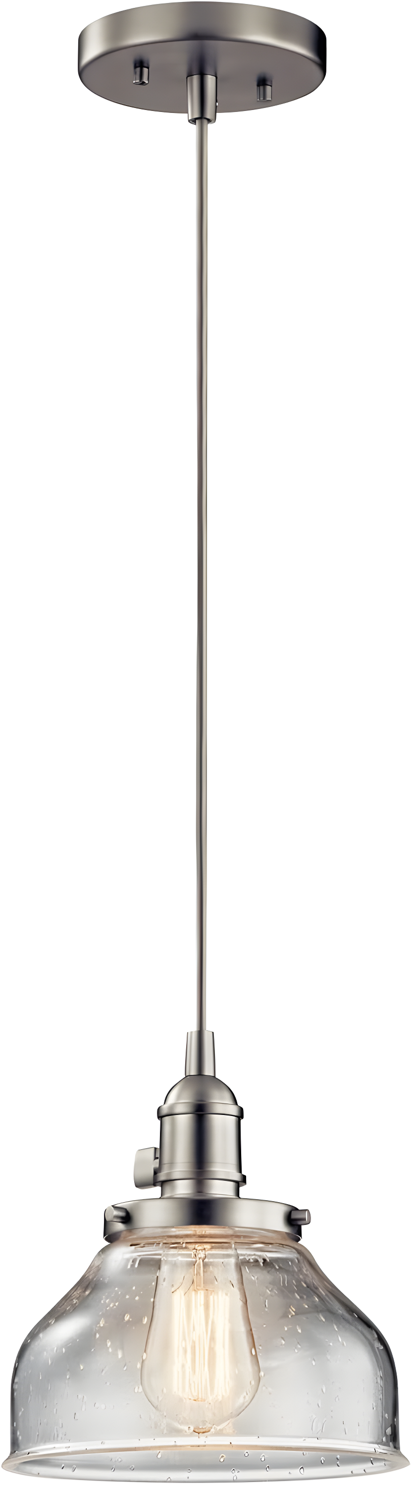 Avery 8.5" 1 Light Bell Mini Pendant with Clear Seeded Glass Chrome