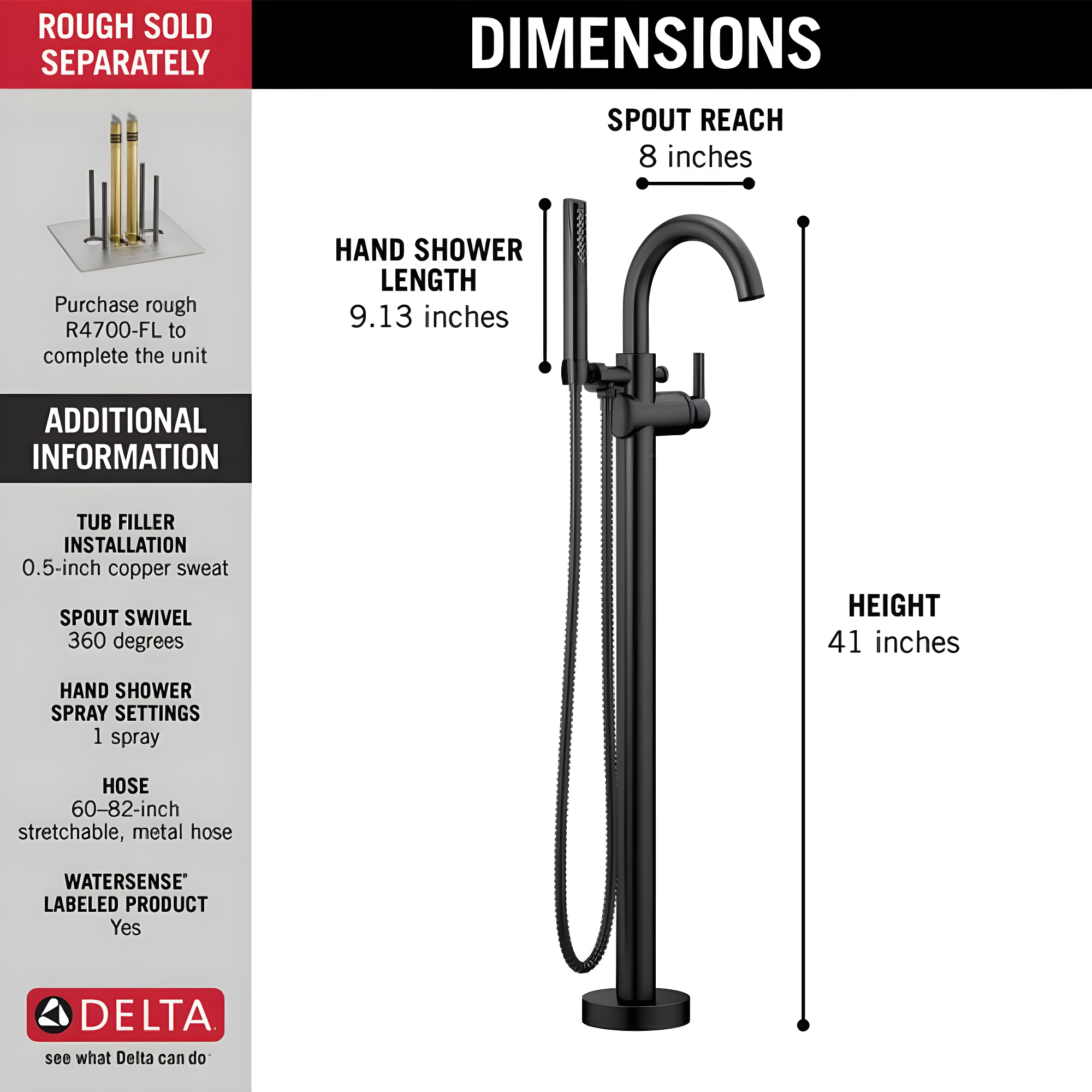 Trinsic Single Handle Floor Mounted Freestanding Tub Filler