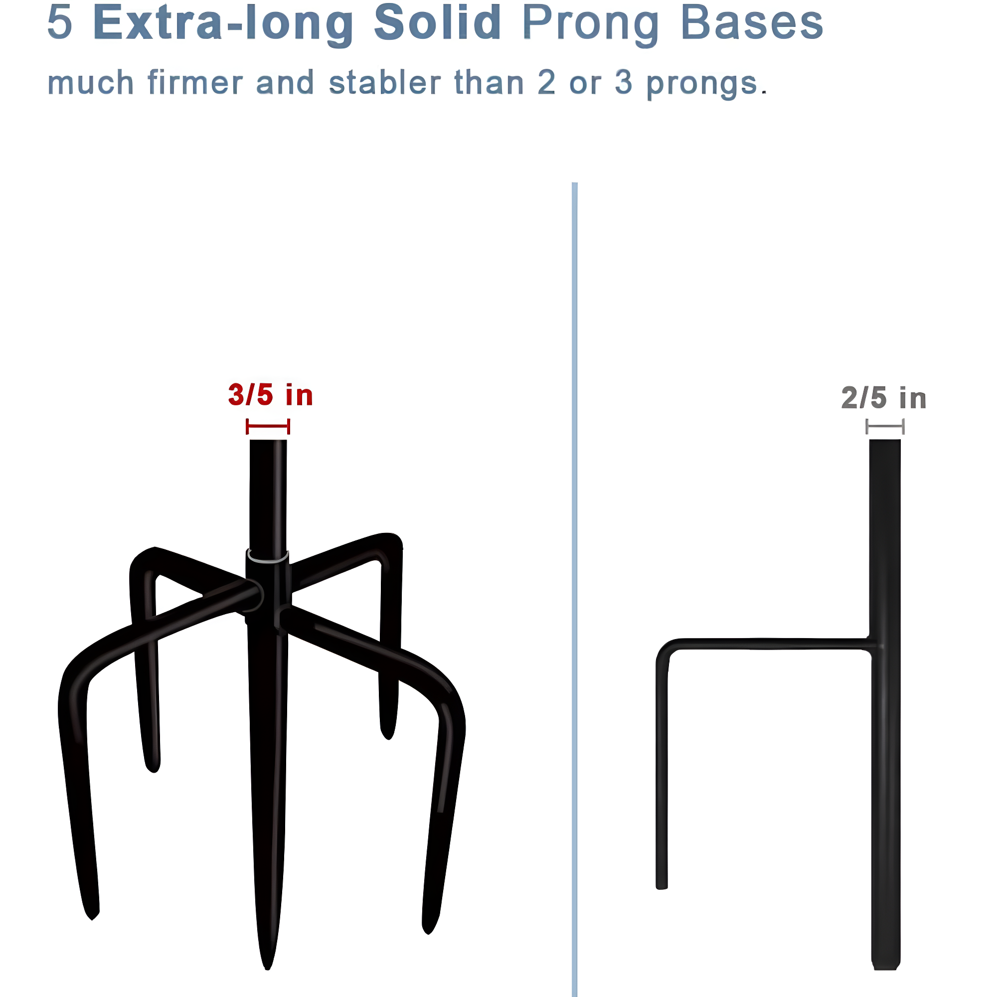 76 inch Outdoor Shepherd Hook with 5 Prong Base (2 Packs), Adjustable Heavy Duty Garden Hanging Stake for Bird Feeder Solar Light Plant Hanger Wedding Decor, Matte Black