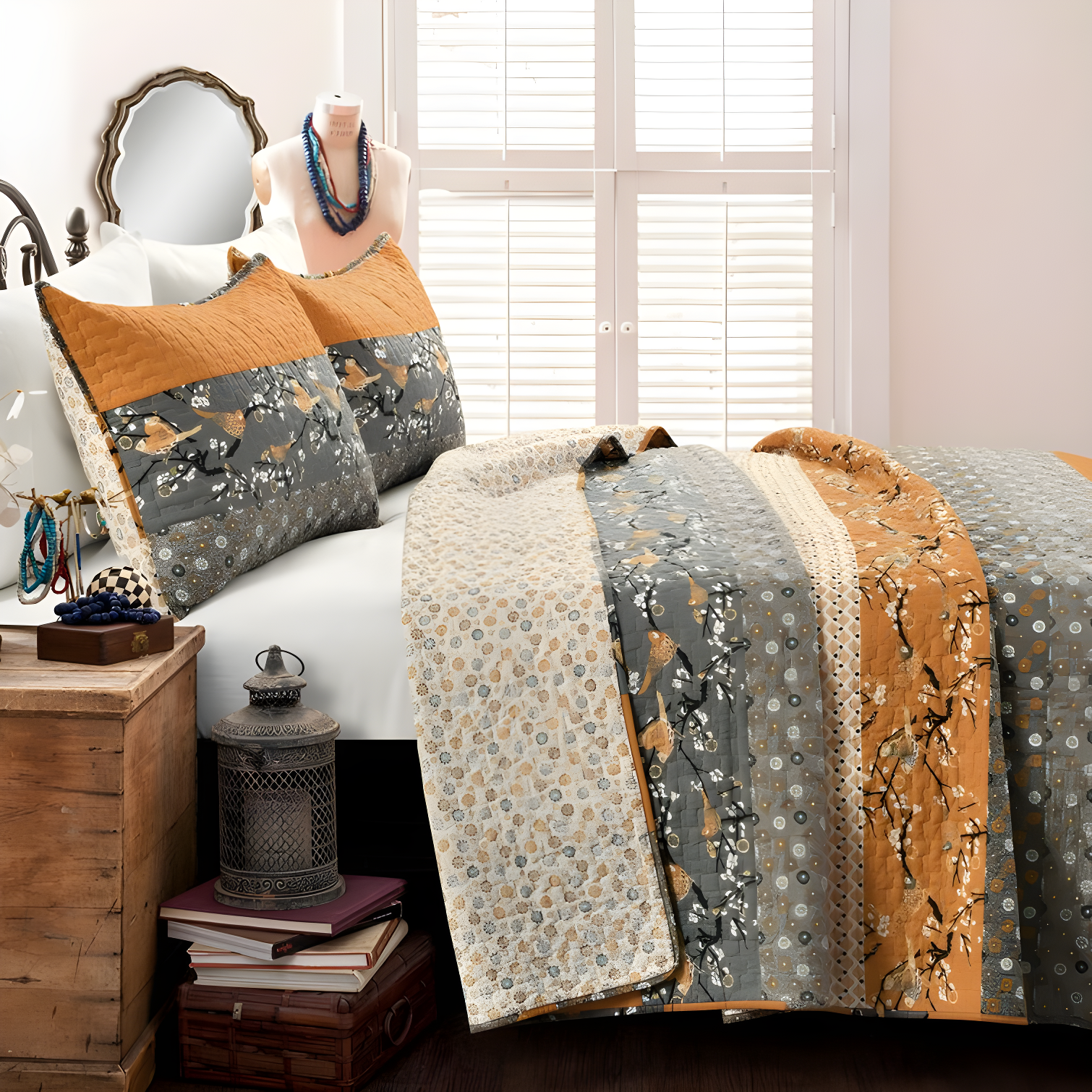 Royal Empire Cotton Reversible 3 Piece Quilt Set