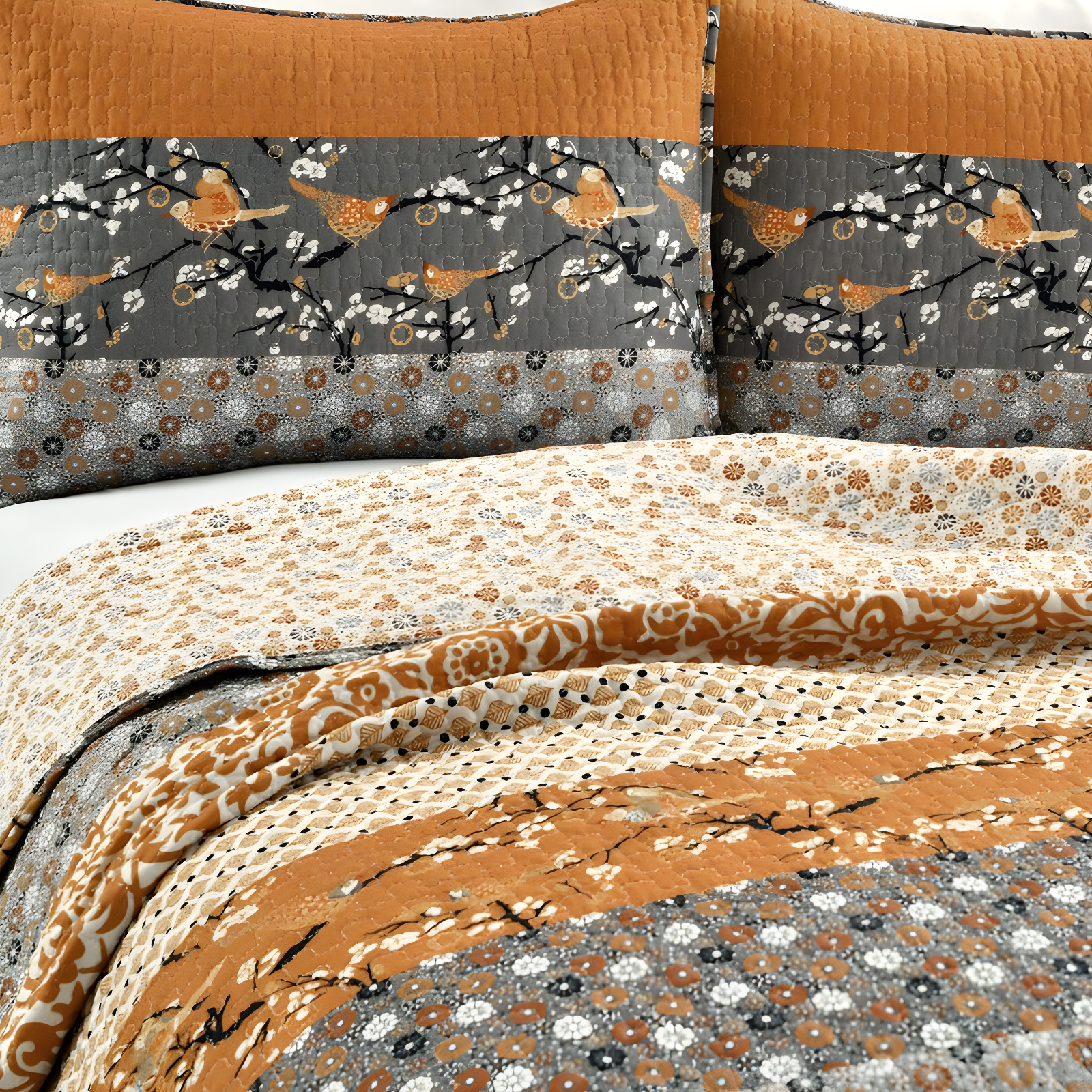 Royal Empire Cotton Reversible 3 Piece Quilt Set