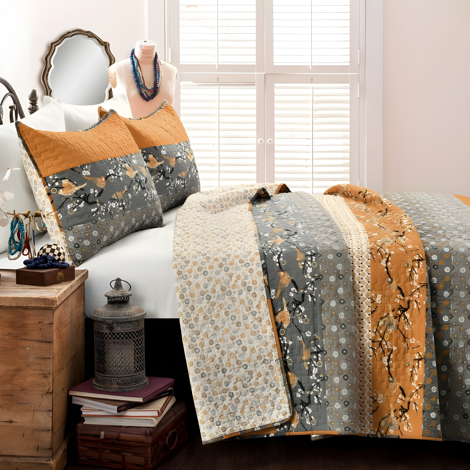 Royal Empire Cotton Reversible 3 Piece Quilt Set