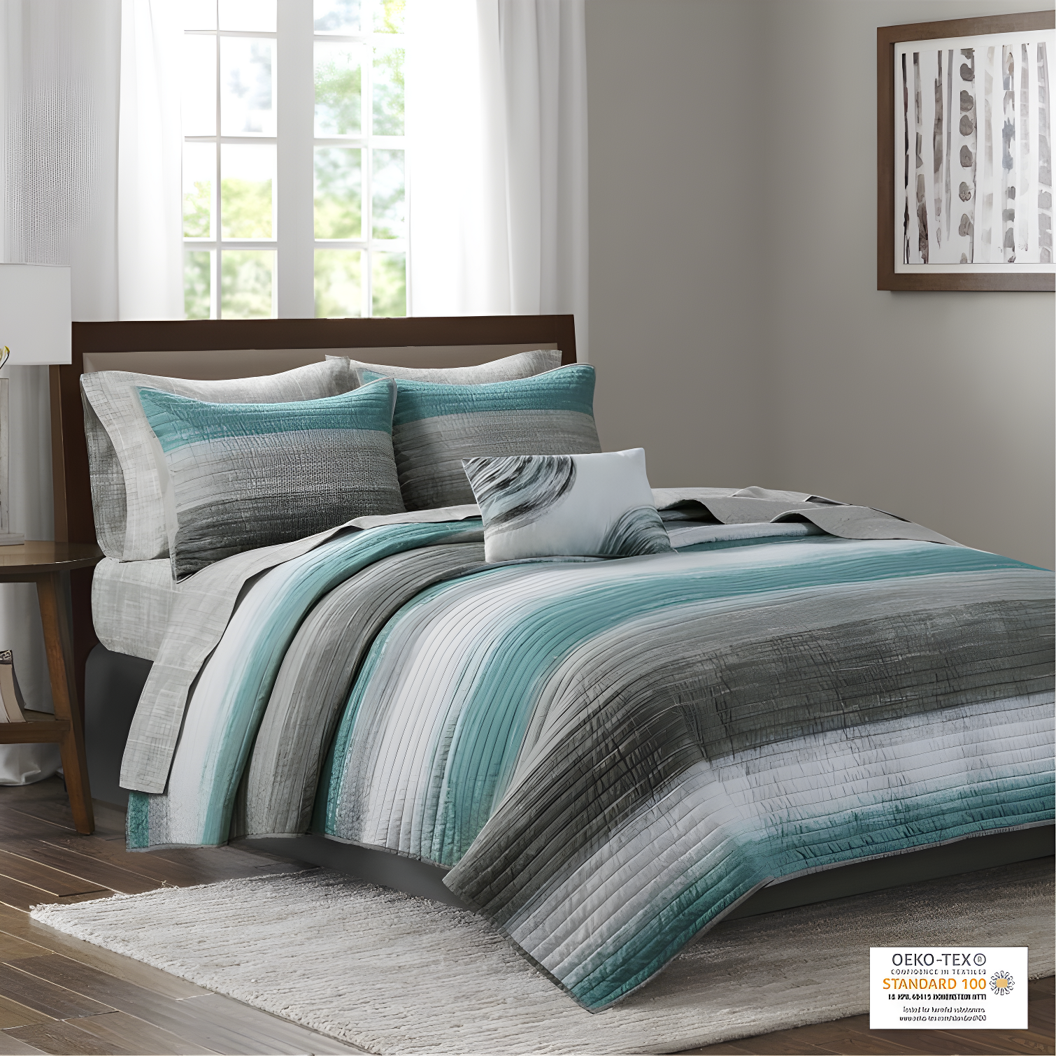 Madison Park Essentials Saben Microfiber Quilt Set with Cotton Bed Sheets