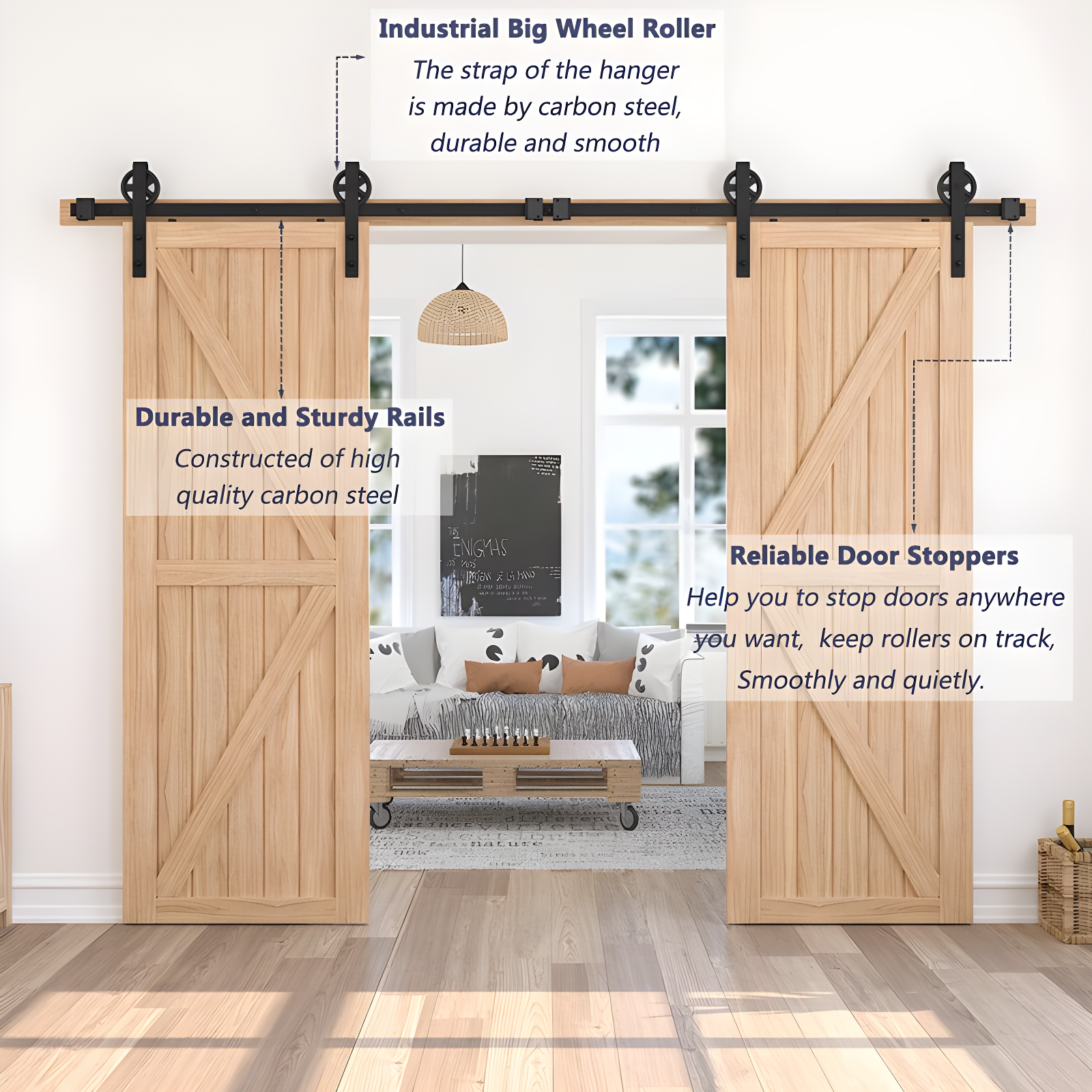 HomLux Standard Double Barn Door Hardware Kit