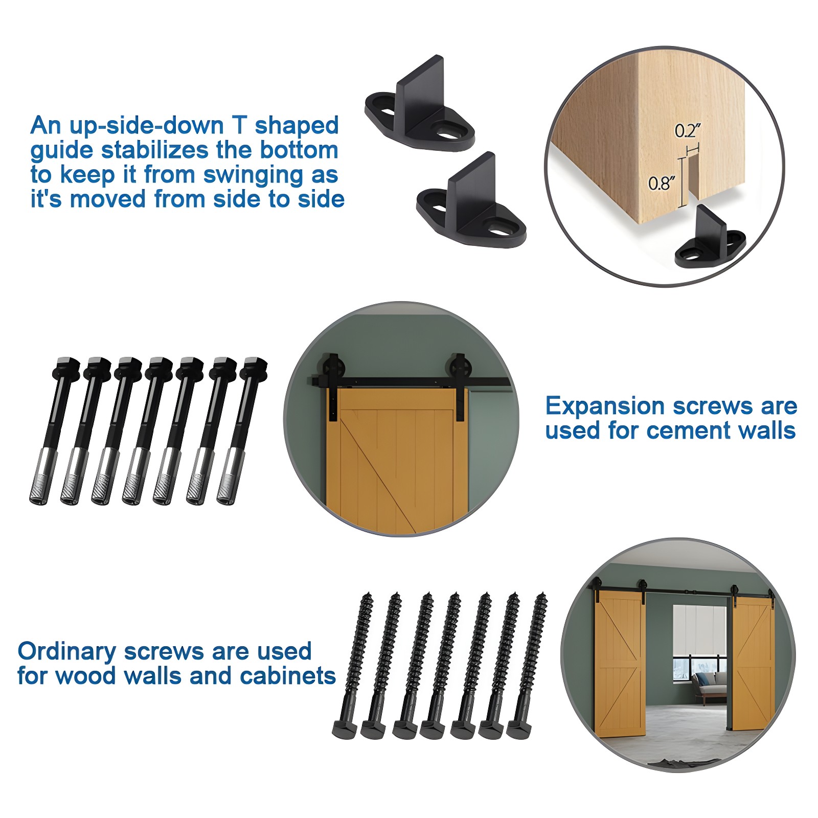 HomLux Standard Double Barn Door Hardware Kit