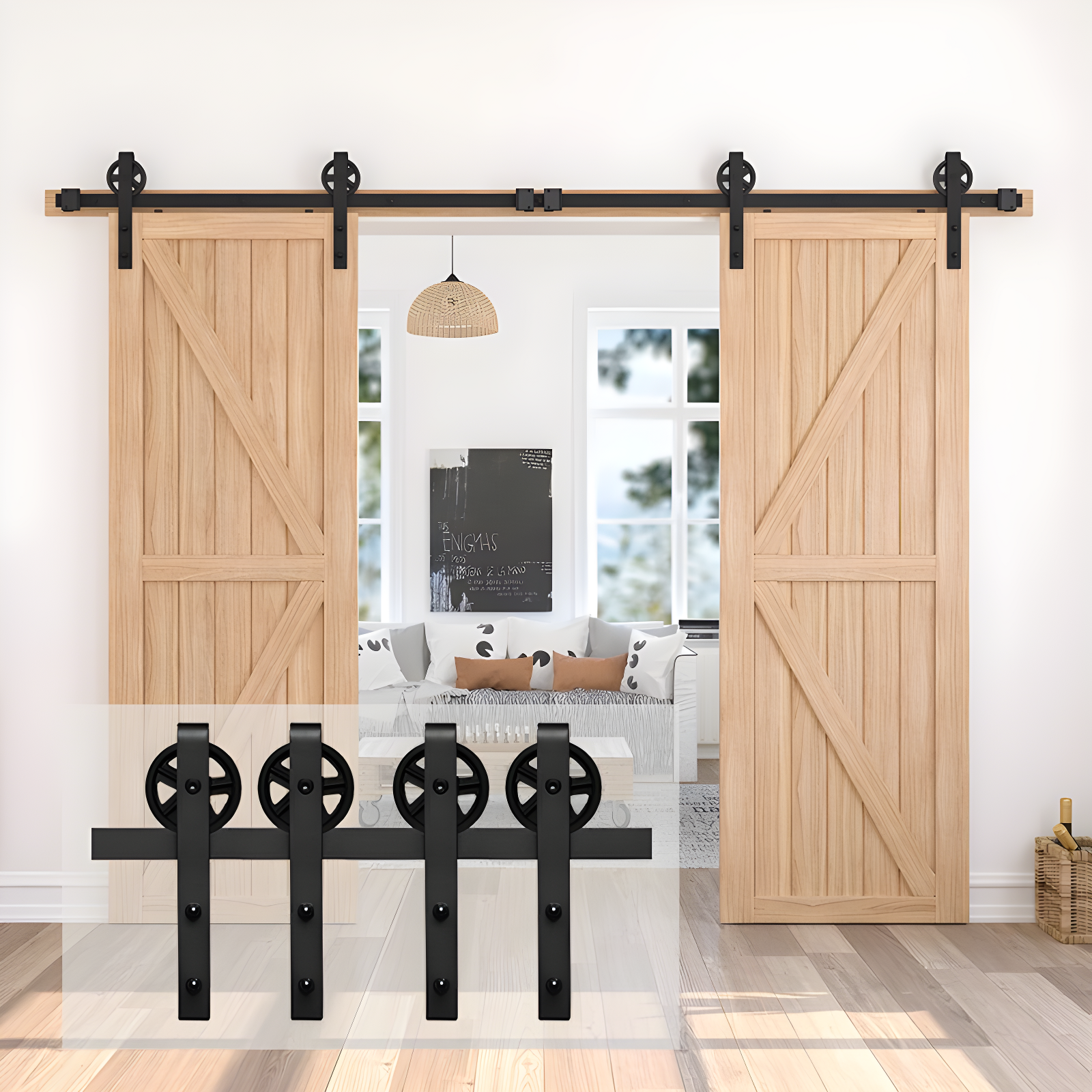 HomLux Standard Double Barn Door Hardware Kit