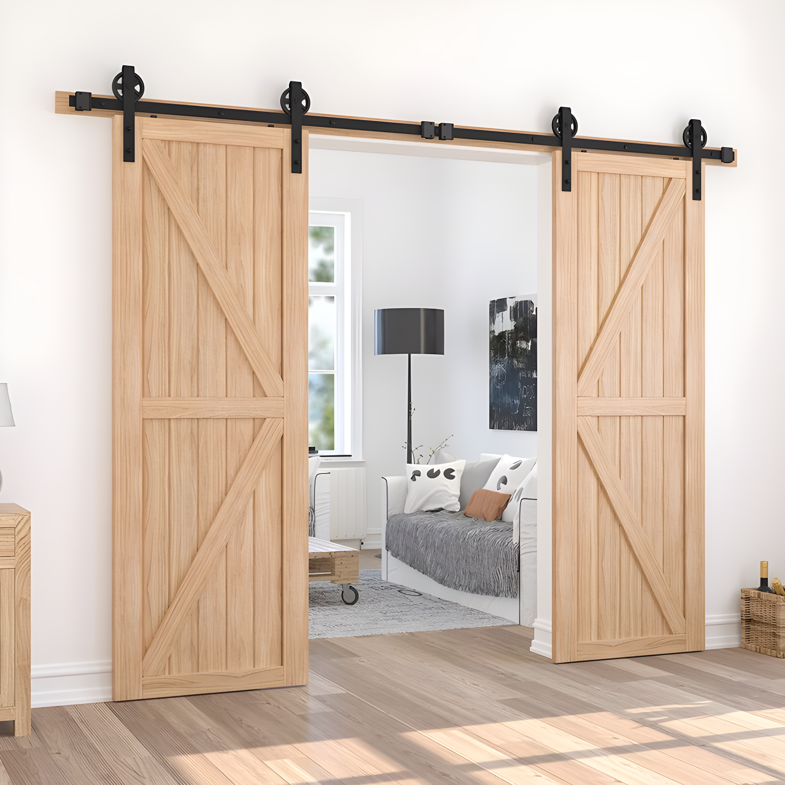 HomLux Standard Double Barn Door Hardware Kit