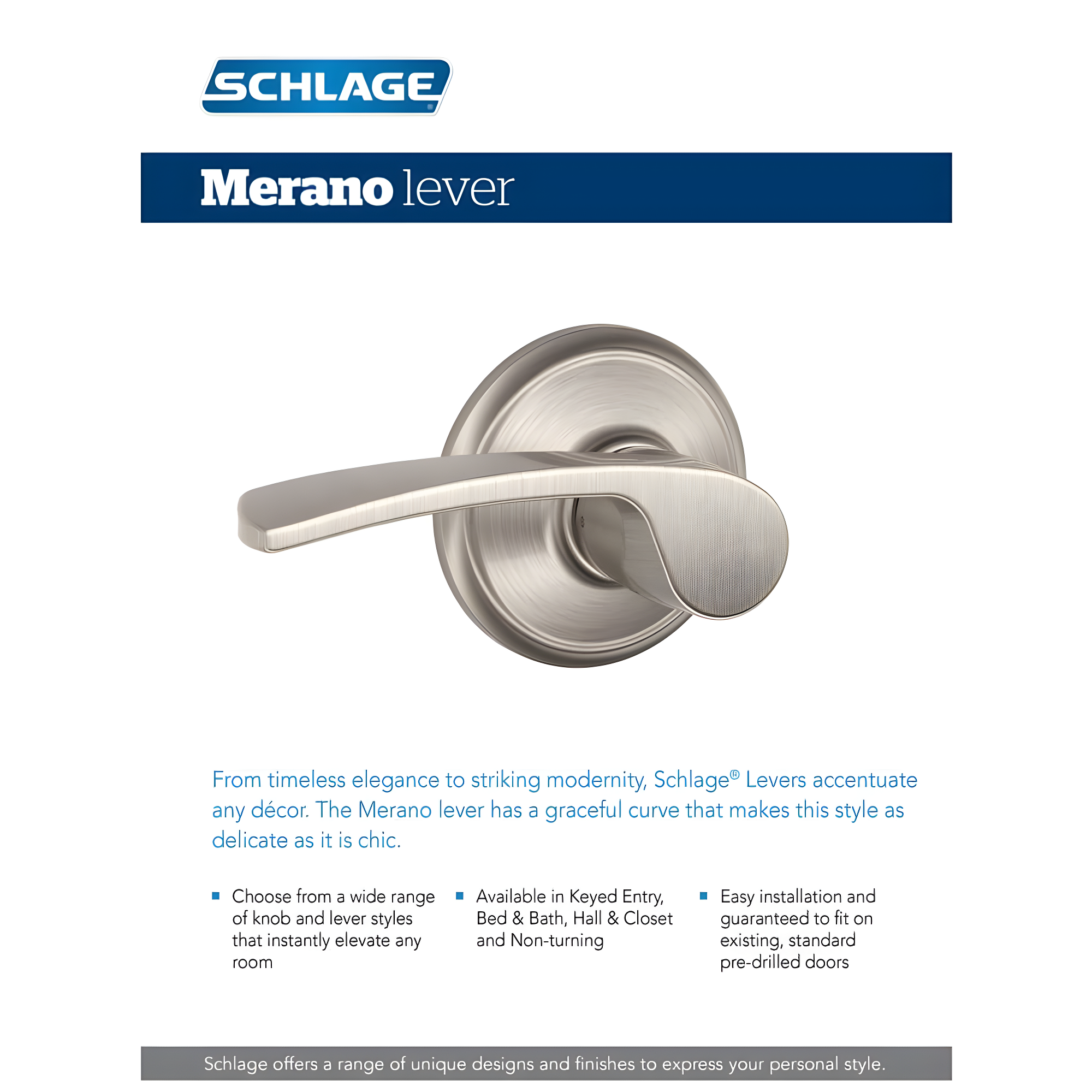 Addison Merano Left Hand Door Lever