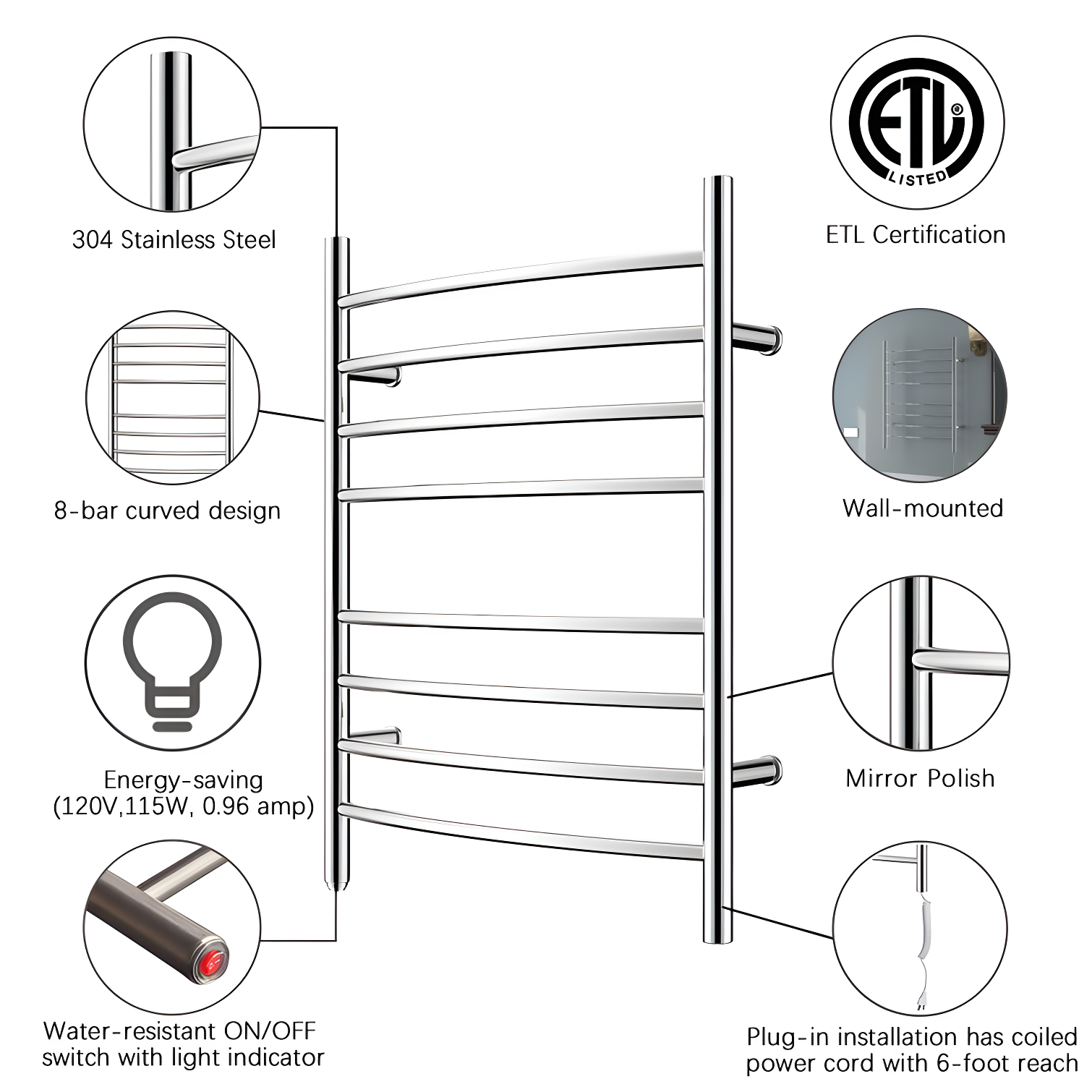 Curved Towel Rail Towel Warmer
