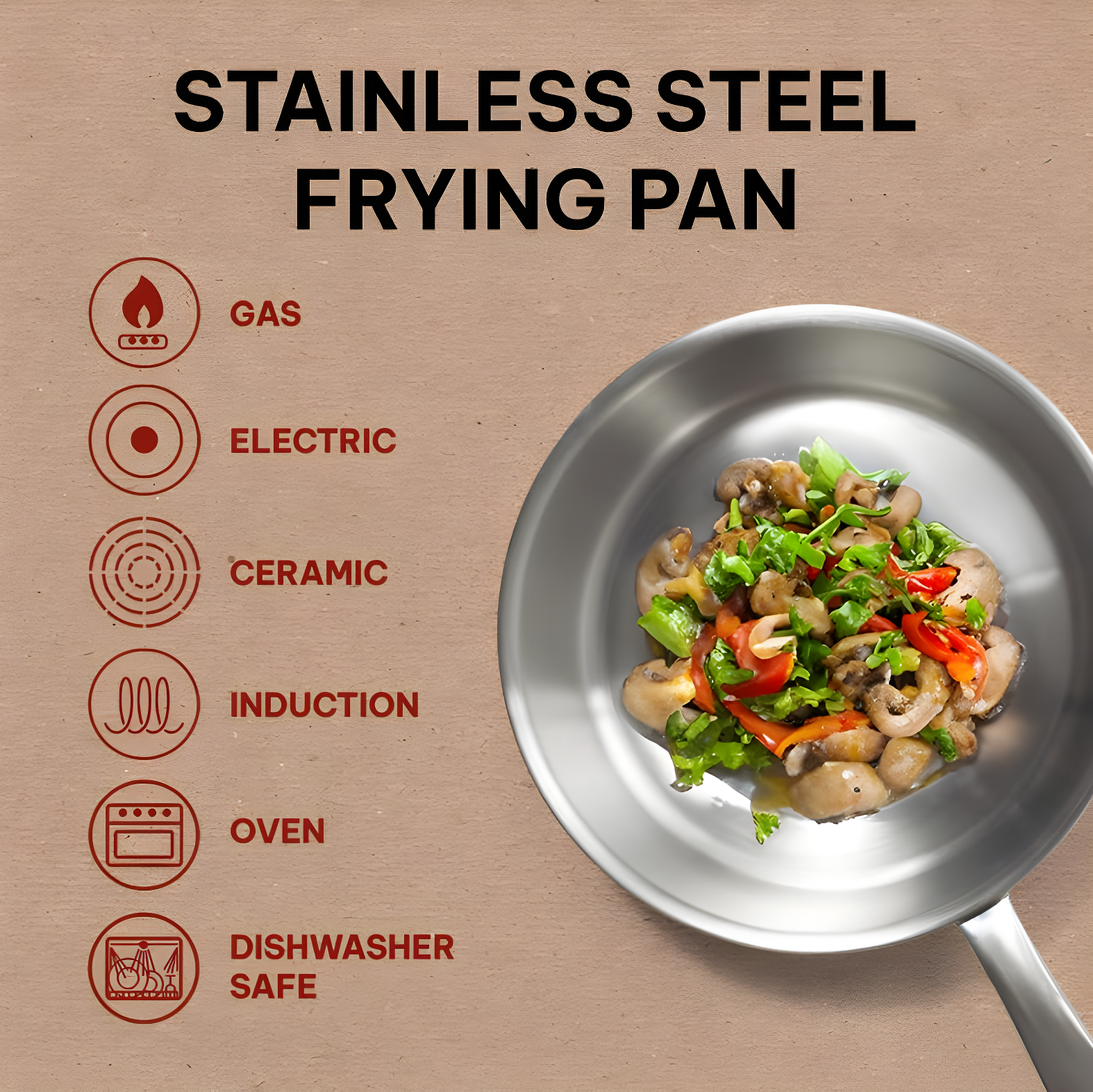 Alva Alva Maestro Premium 5-Ply Stainless Steel Frying Pan - Polished Stainless Steel