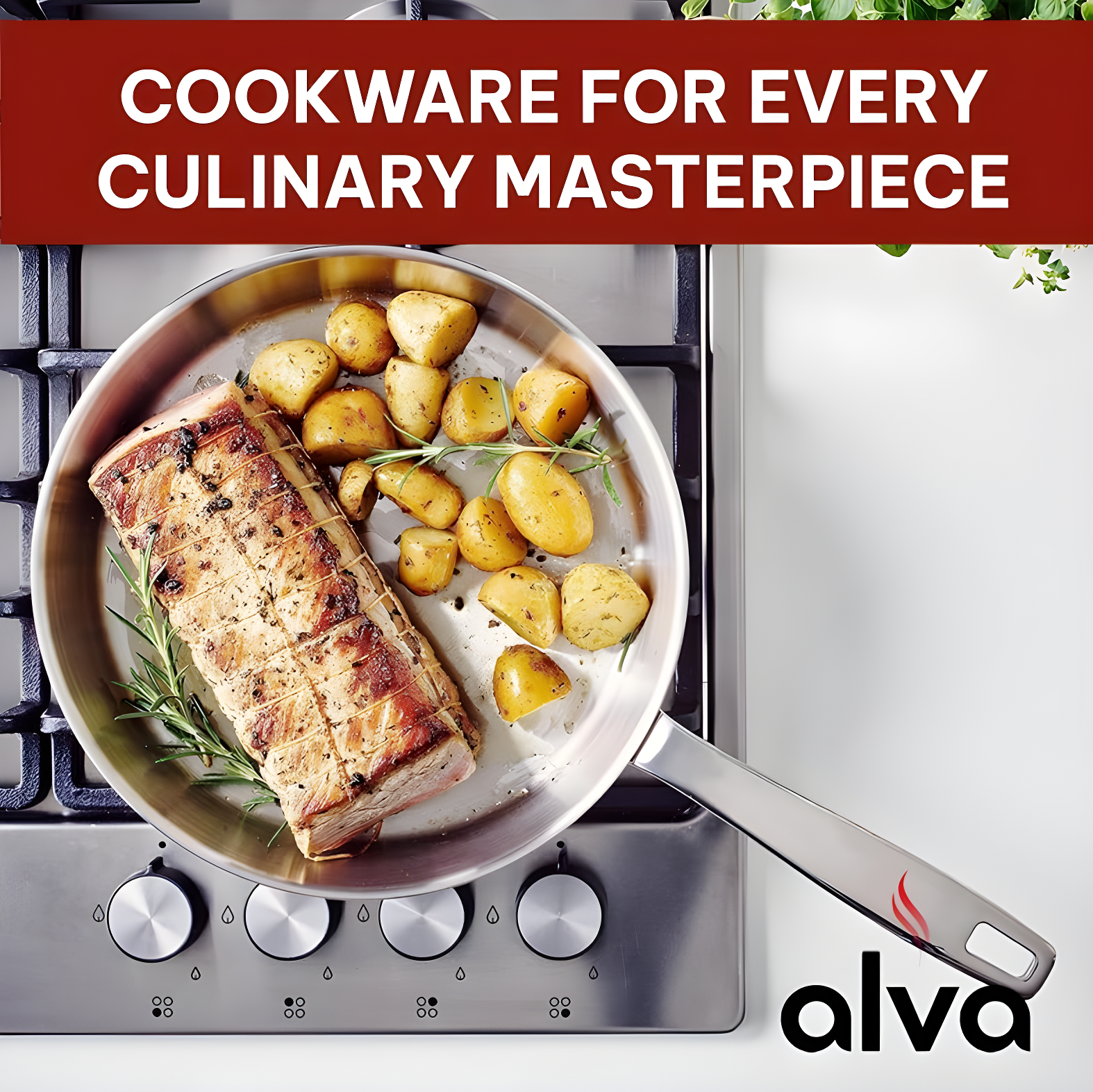 Alva Alva Maestro Premium 5-Ply Stainless Steel Frying Pan - Polished Stainless Steel