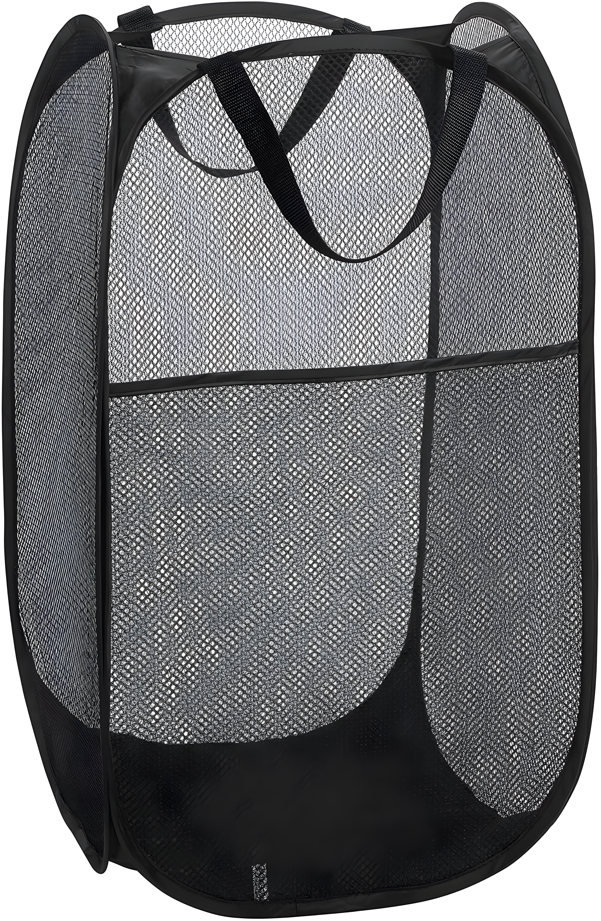 Collapsible Mesh Pop Up Laundry Baskets with Wide Opening and Side Pocket – Laundry Hamper, Breathable, Sturdy, Foldable, and Space-Saving Design for Clothes and Storage (Black)