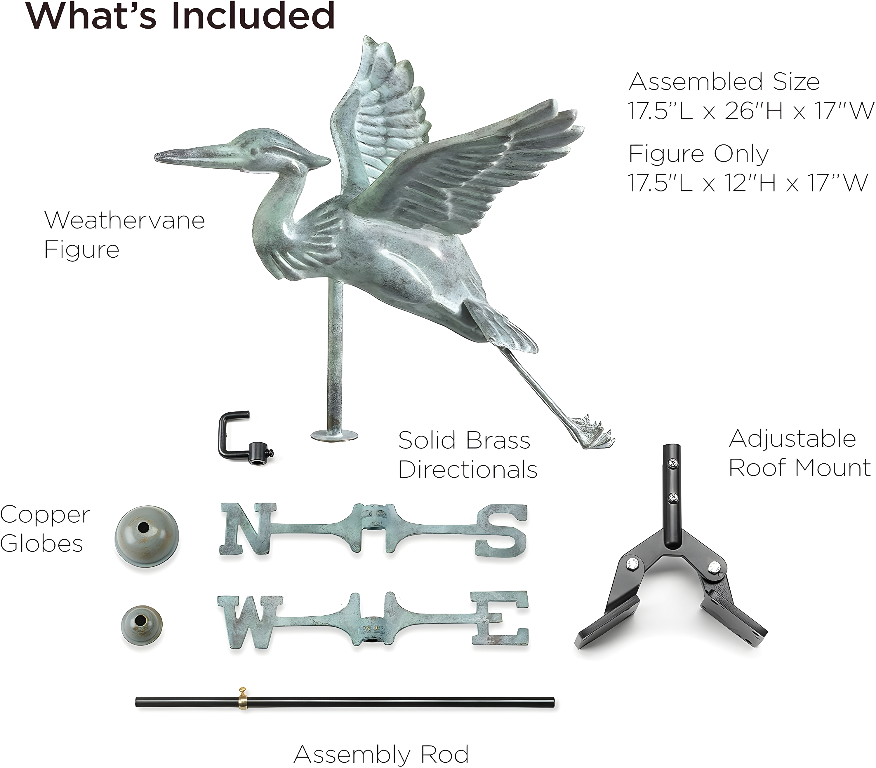 Good Directions Heron 26'' H Metal Animals Weathervane