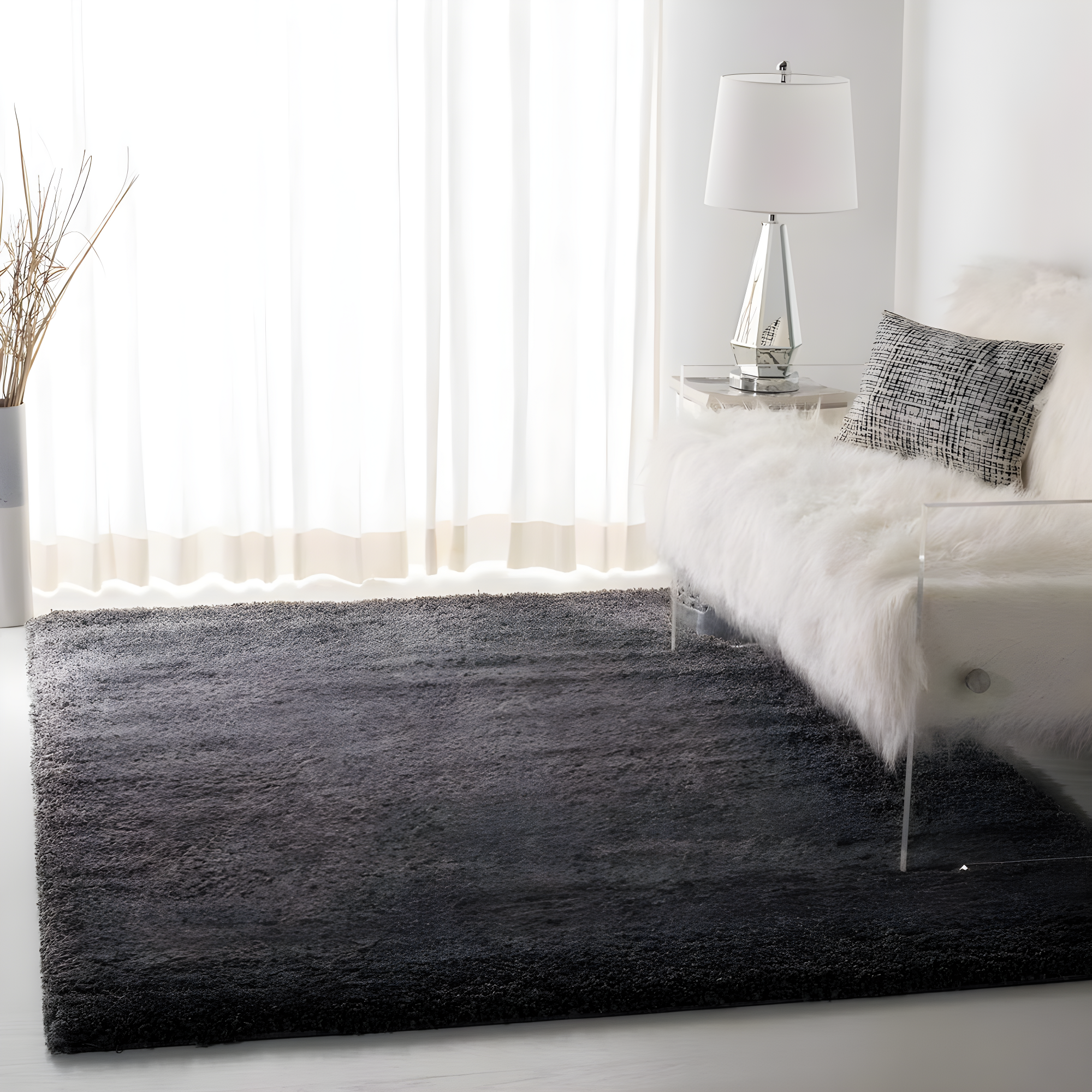 Shag SG151 Power Loomed Indoor Accent Rug - Dark Grey - 3'x5' - Safavieh.