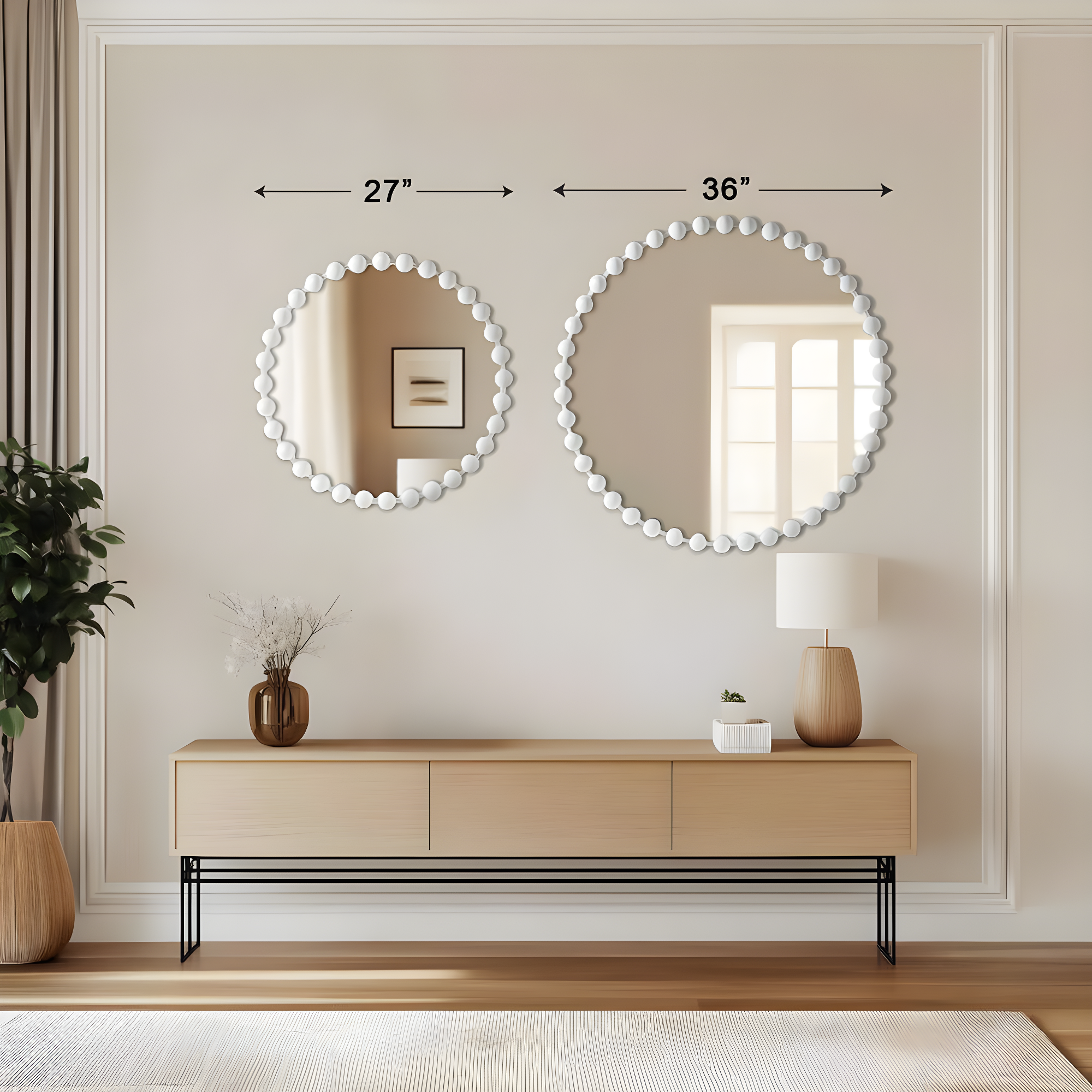 Marlowe Beaded Round Metal Wall Mirror