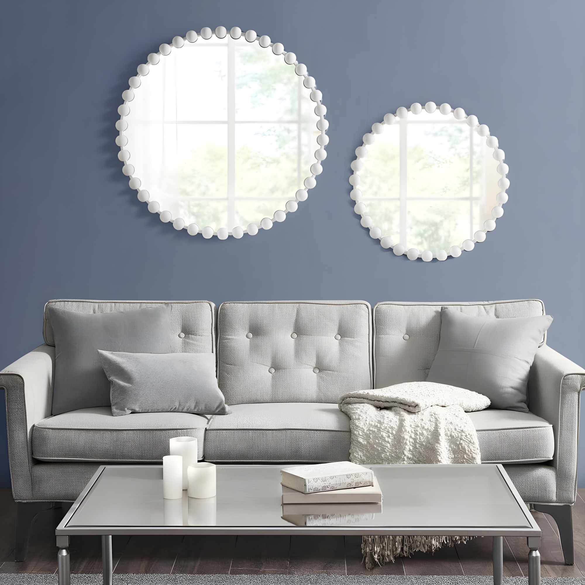 Marlowe Beaded Round Metal Wall Mirror