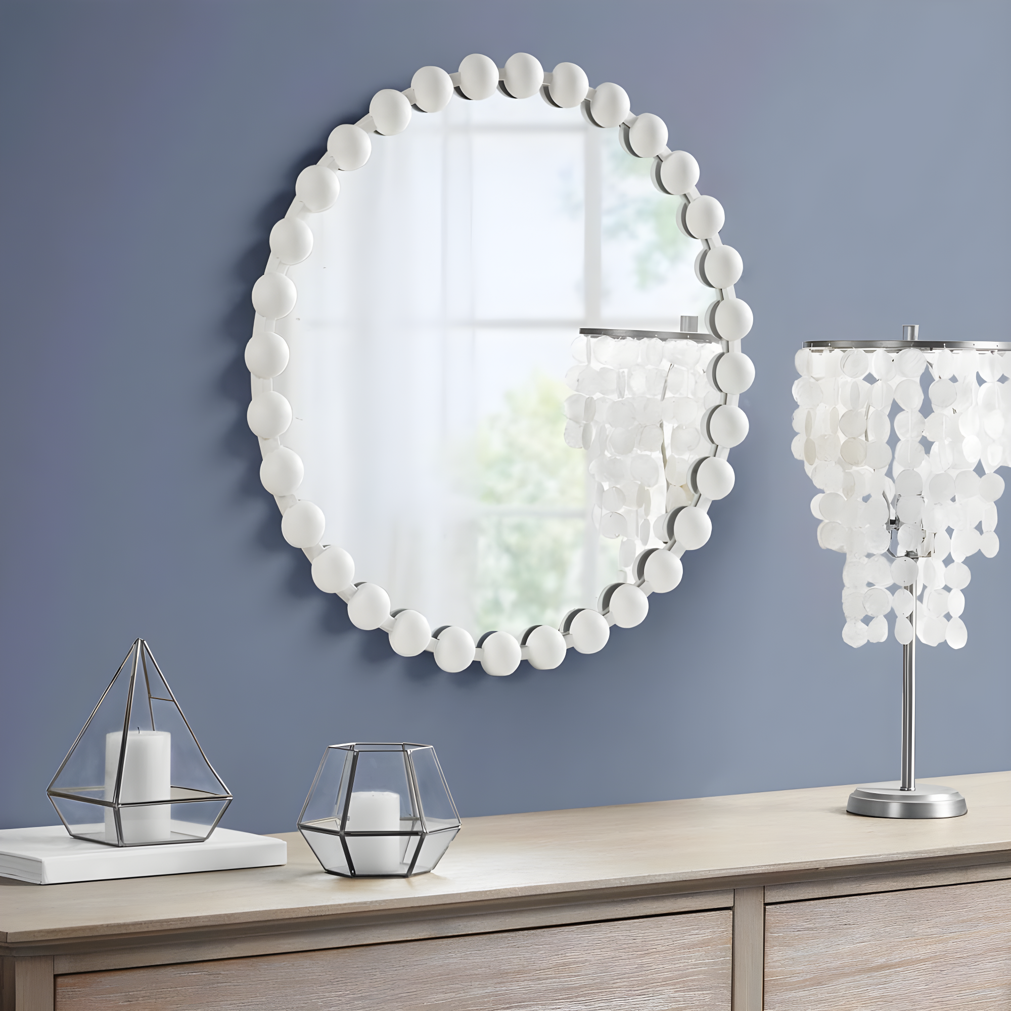 Marlowe Beaded Round Metal Wall Mirror