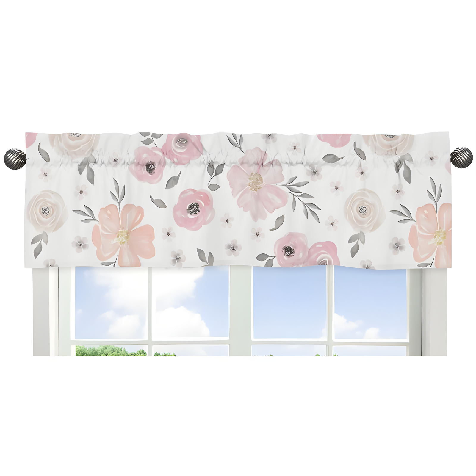 Floral Tailored 54'' Window Valance