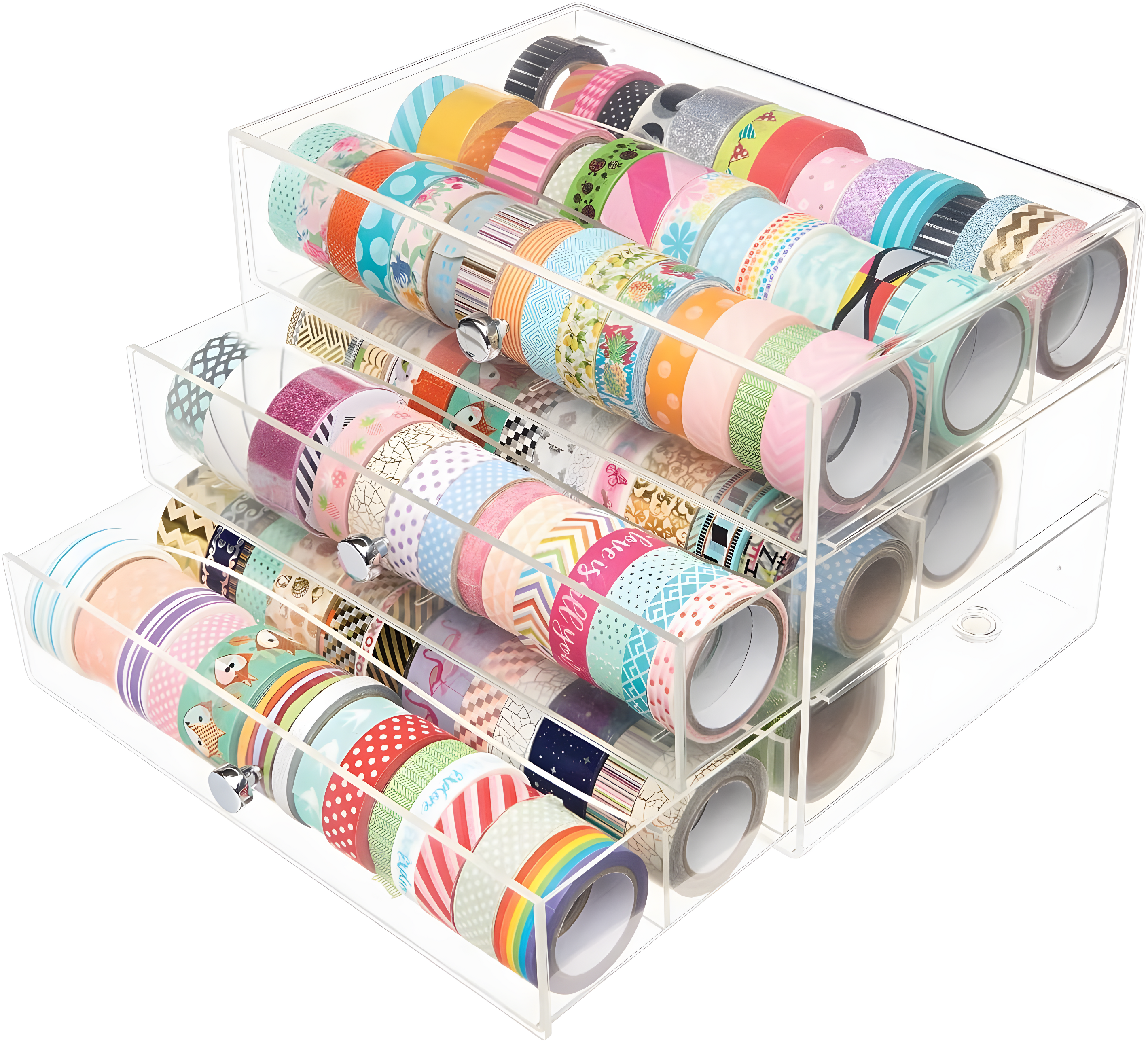 Three Drawer Washi Tape Storage Keeper by Simply Tidy - Organize Arts & Crafts - Embellishments - Washi Tape - Jewelry - Clear - 1 Pack