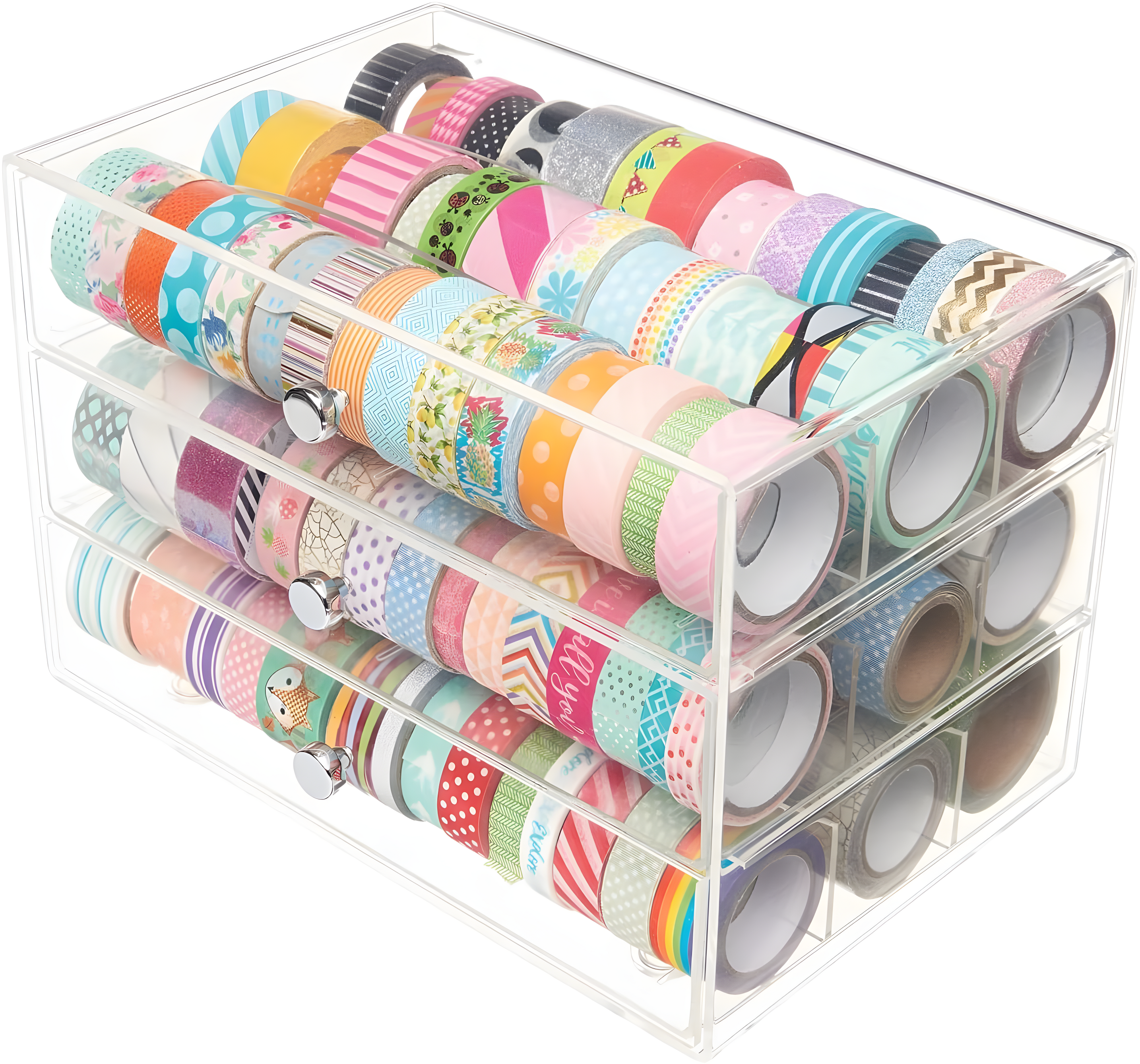 Three Drawer Washi Tape Storage Keeper by Simply Tidy - Organize Arts & Crafts - Embellishments - Washi Tape - Jewelry - Clear - 1 Pack